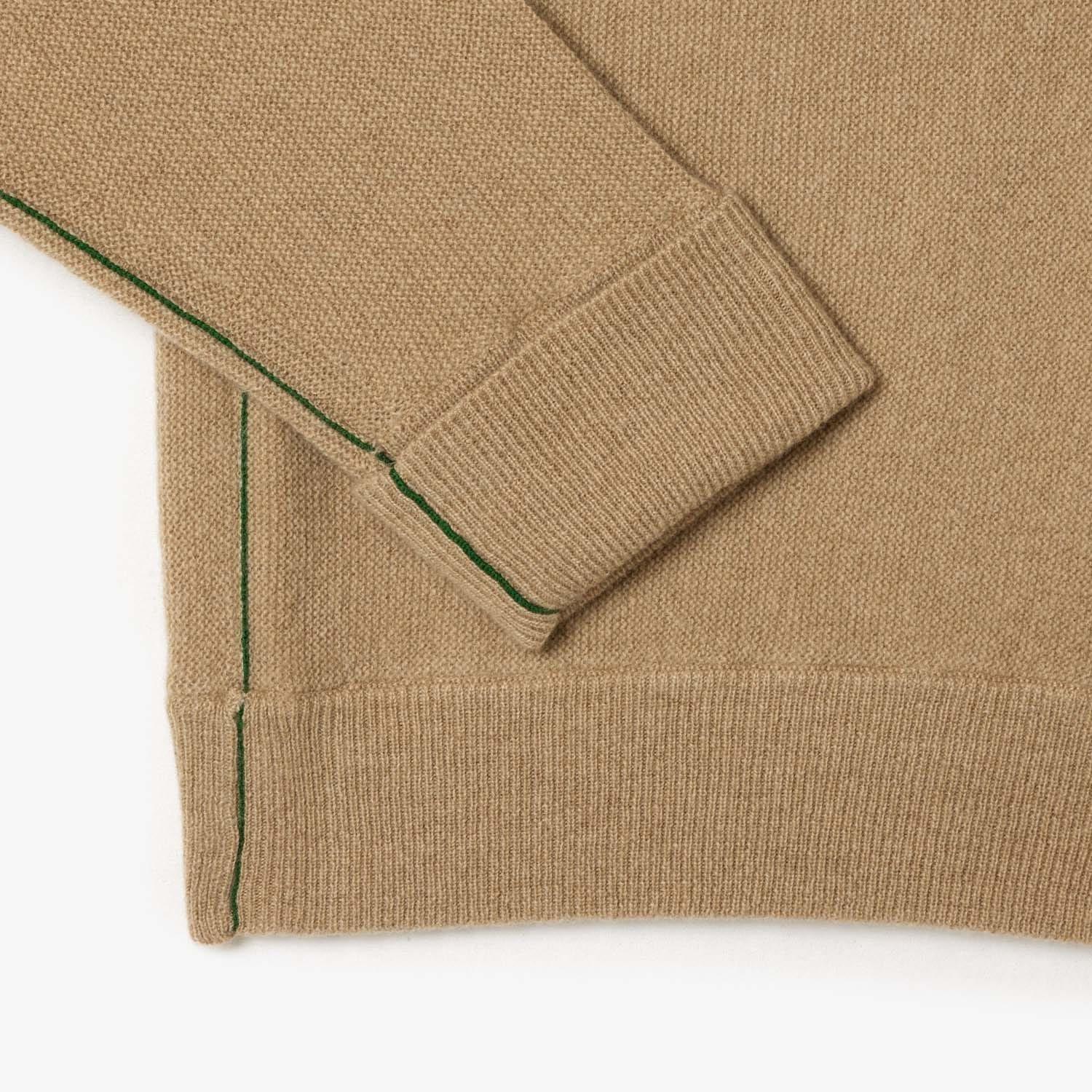 Brown - Lacoste - Relaxed Fit Carded Wool High Neck Sweater - 4