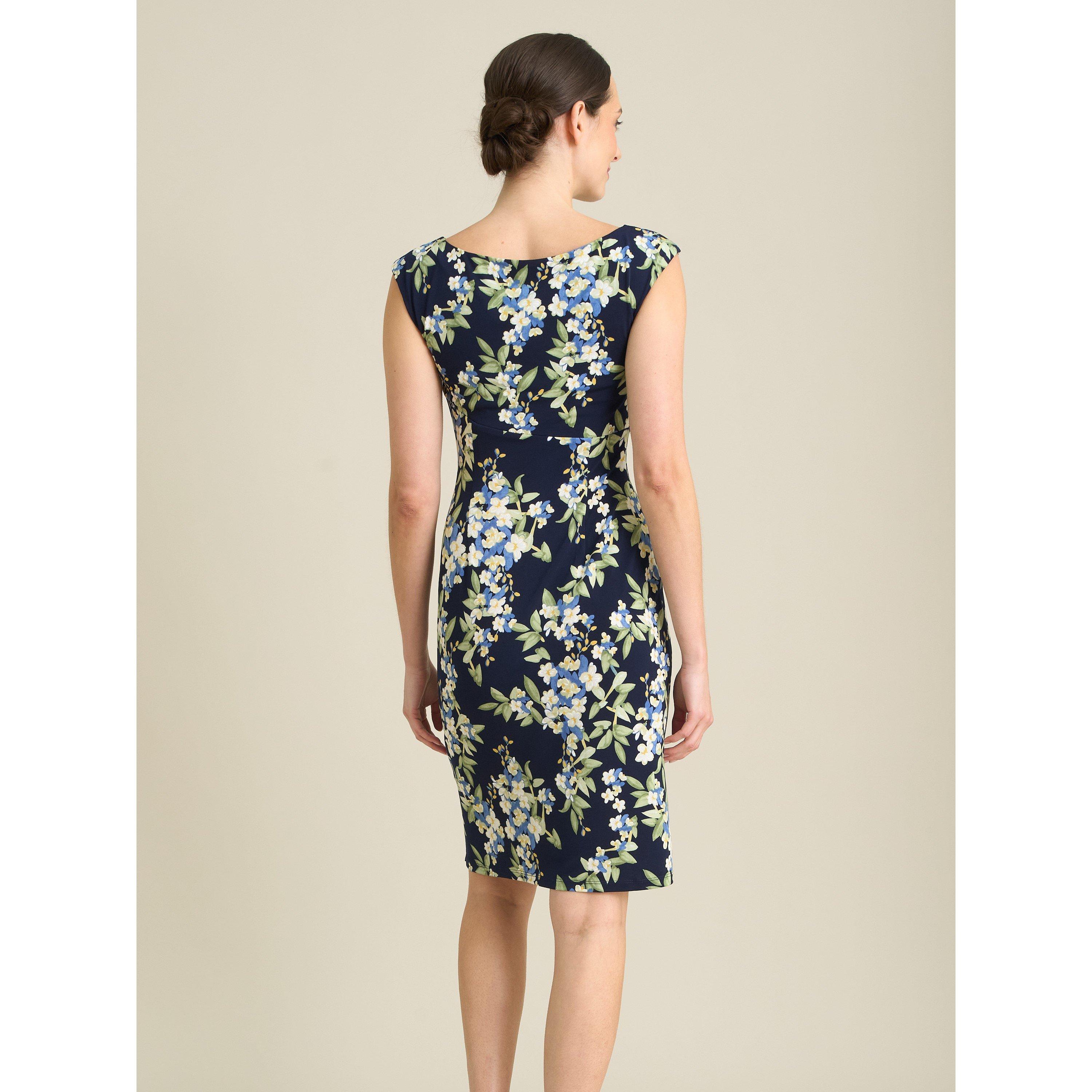 Navy / Multi - Gina Bacconi - Poppie Sleeveless Faux Wrap Floral Dress - 2