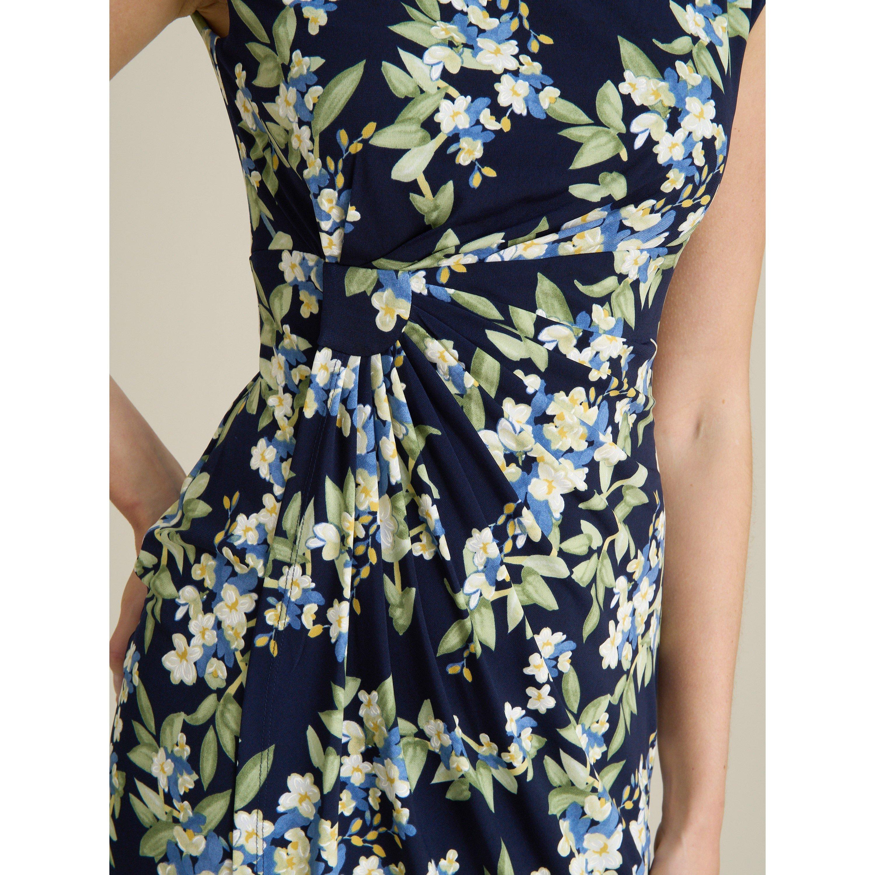 Navy / Multi - Gina Bacconi - Poppie Sleeveless Faux Wrap Floral Dress - 5