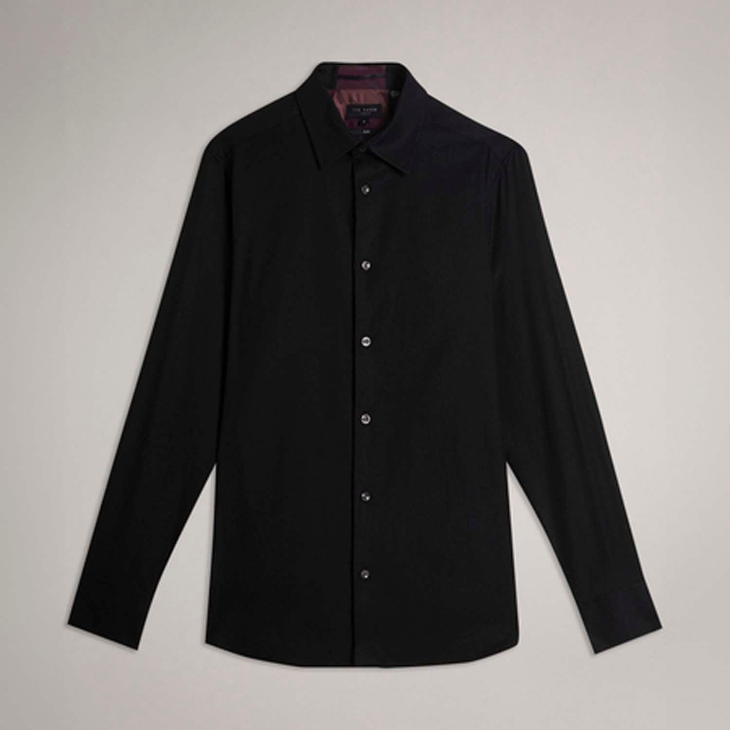 Black - Ted Baker - Lecce Long Sleeve Textured Stripe Shirt - 4