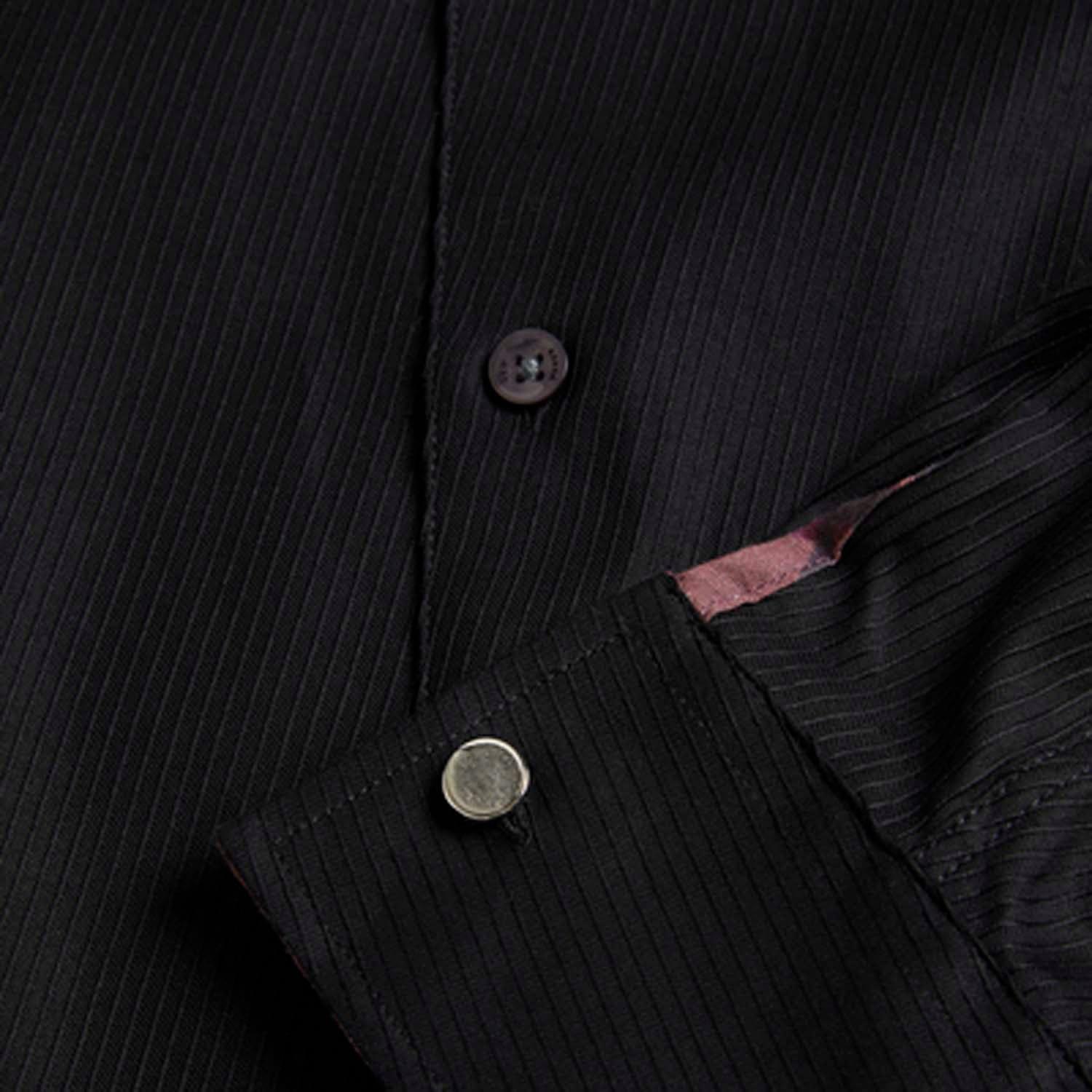 Black - Ted Baker - Lecce Long Sleeve Textured Stripe Shirt - 6