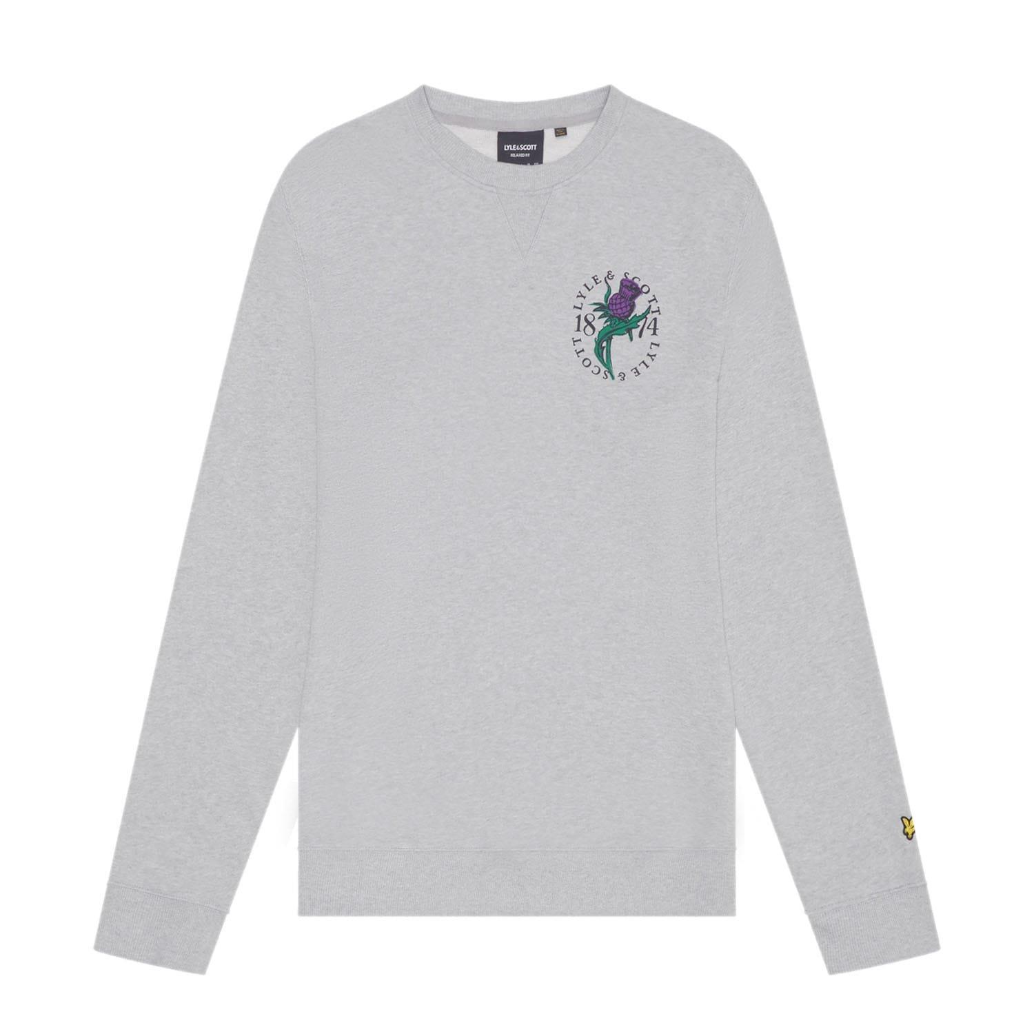 Grey - Lyle and Scott - Thistle Flora Printed Crewneck Sweatshirt - 5