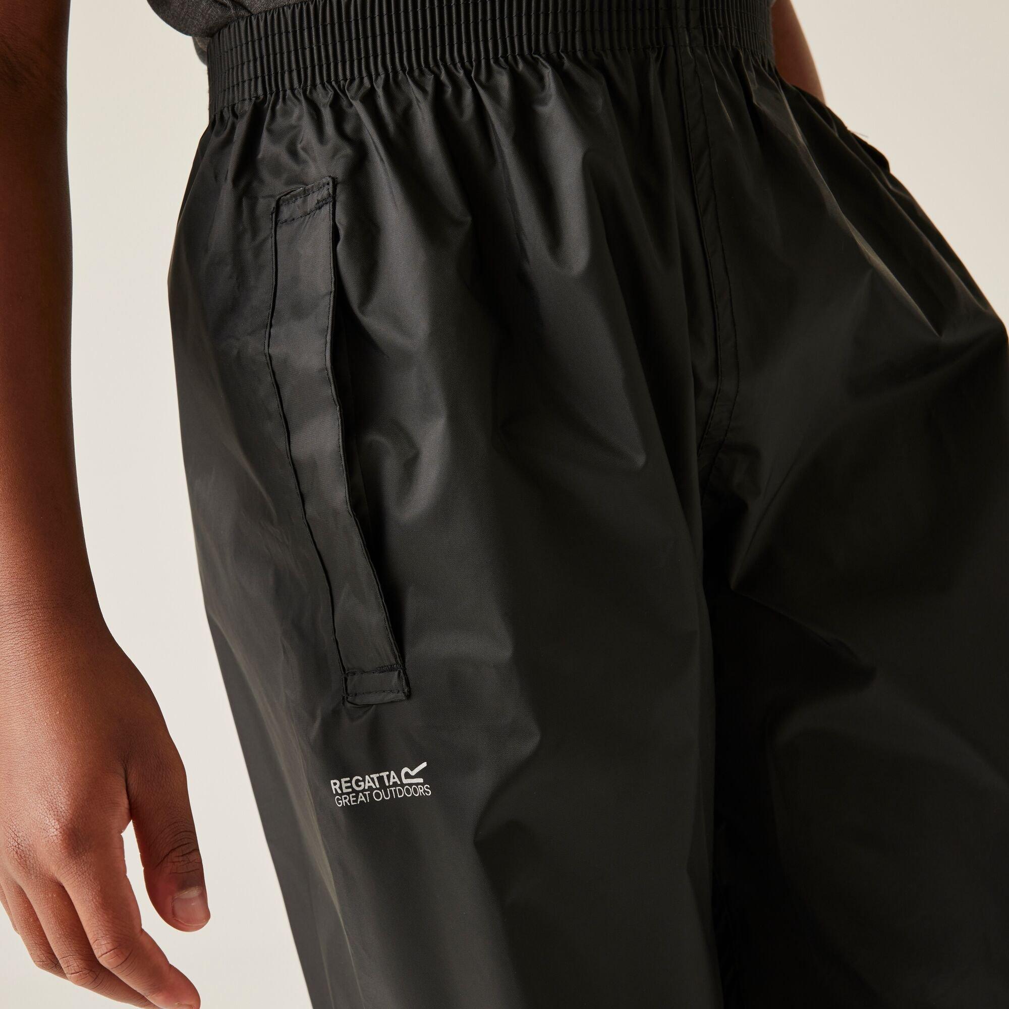 Black - Regatta - Kids Pack It Waterproof Overtrousers - 4
