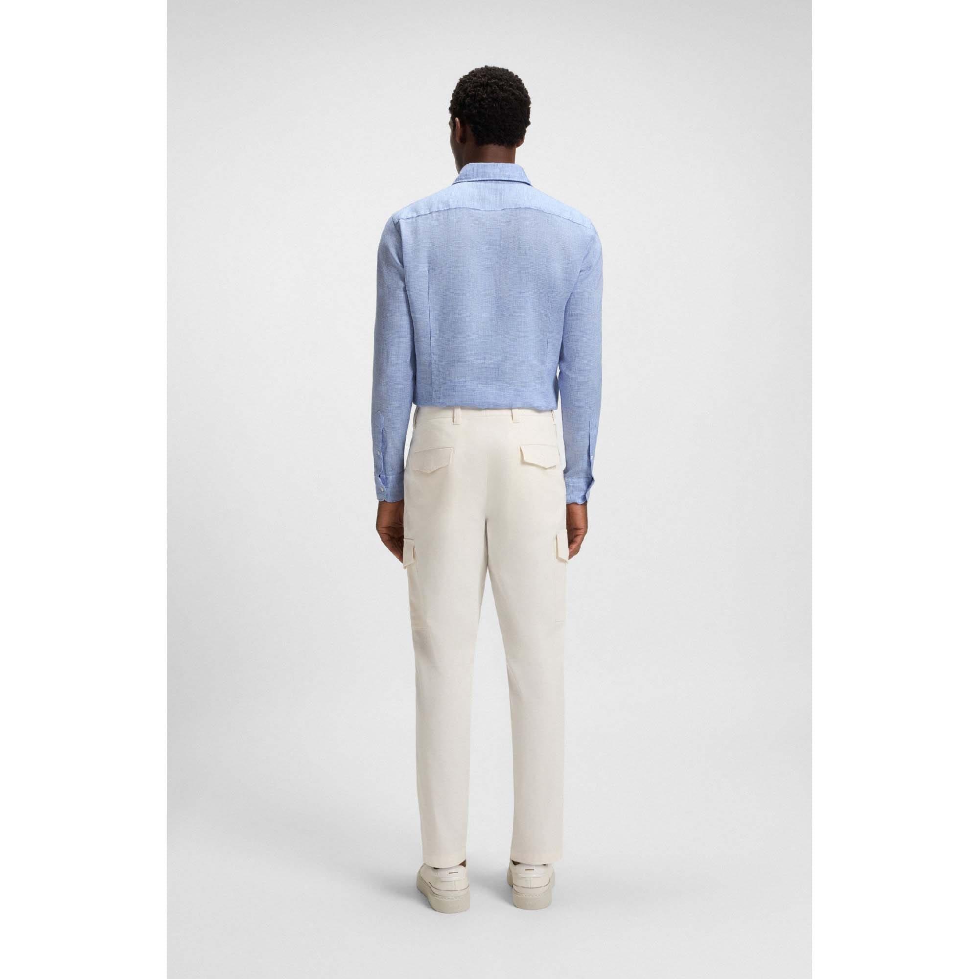 Turquoise - Boss - L-Hays Slim Fit Linen Shirt - 6