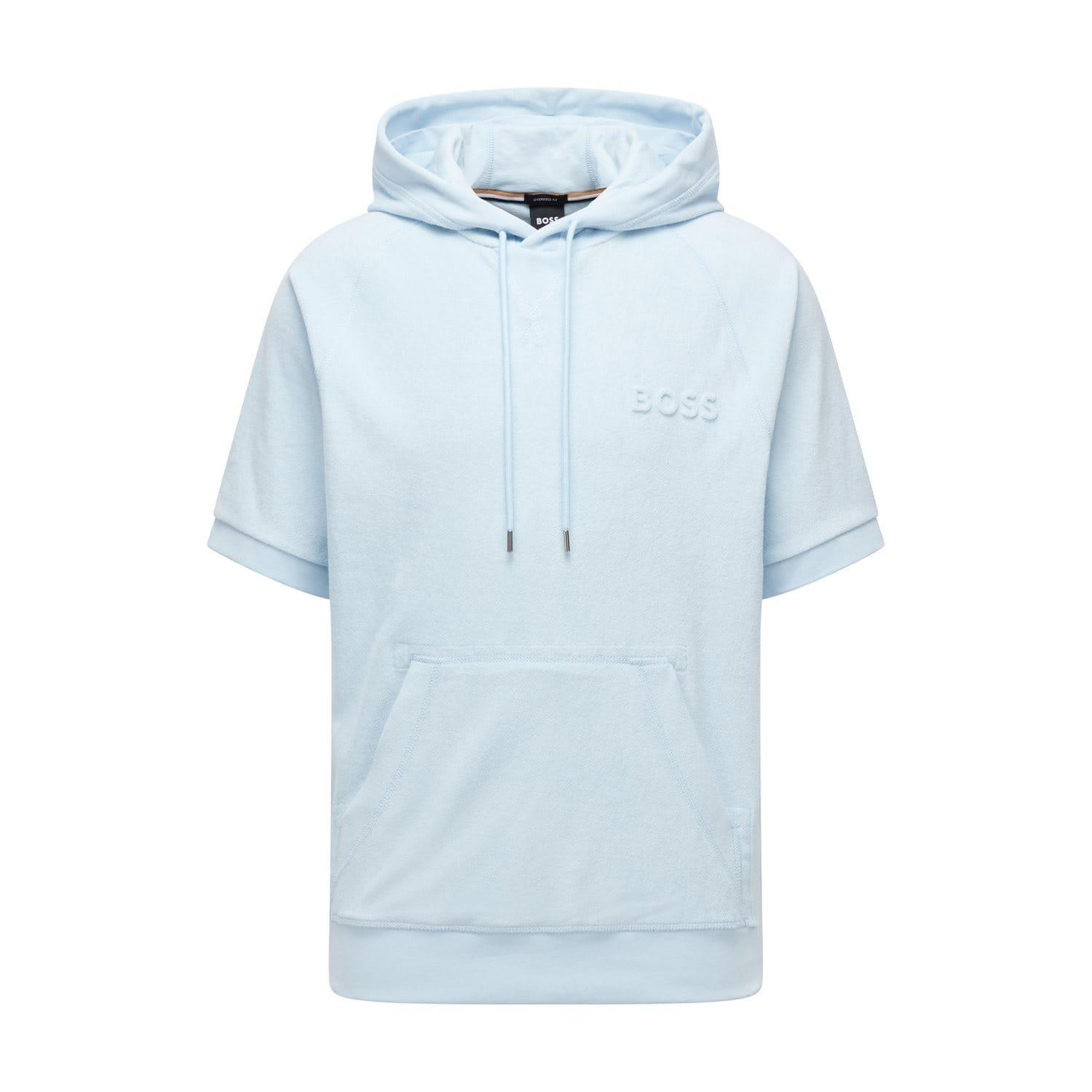 Light Blue - Boss - Sealy 09 Short Sleeve Hooded Sweatshirt - 1