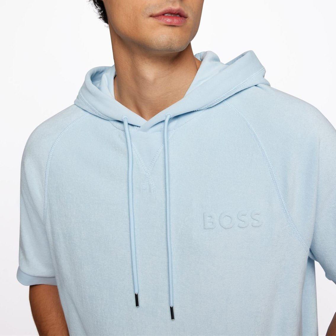 Light Blue - Boss - Sealy 09 Short Sleeve Hooded Sweatshirt - 3