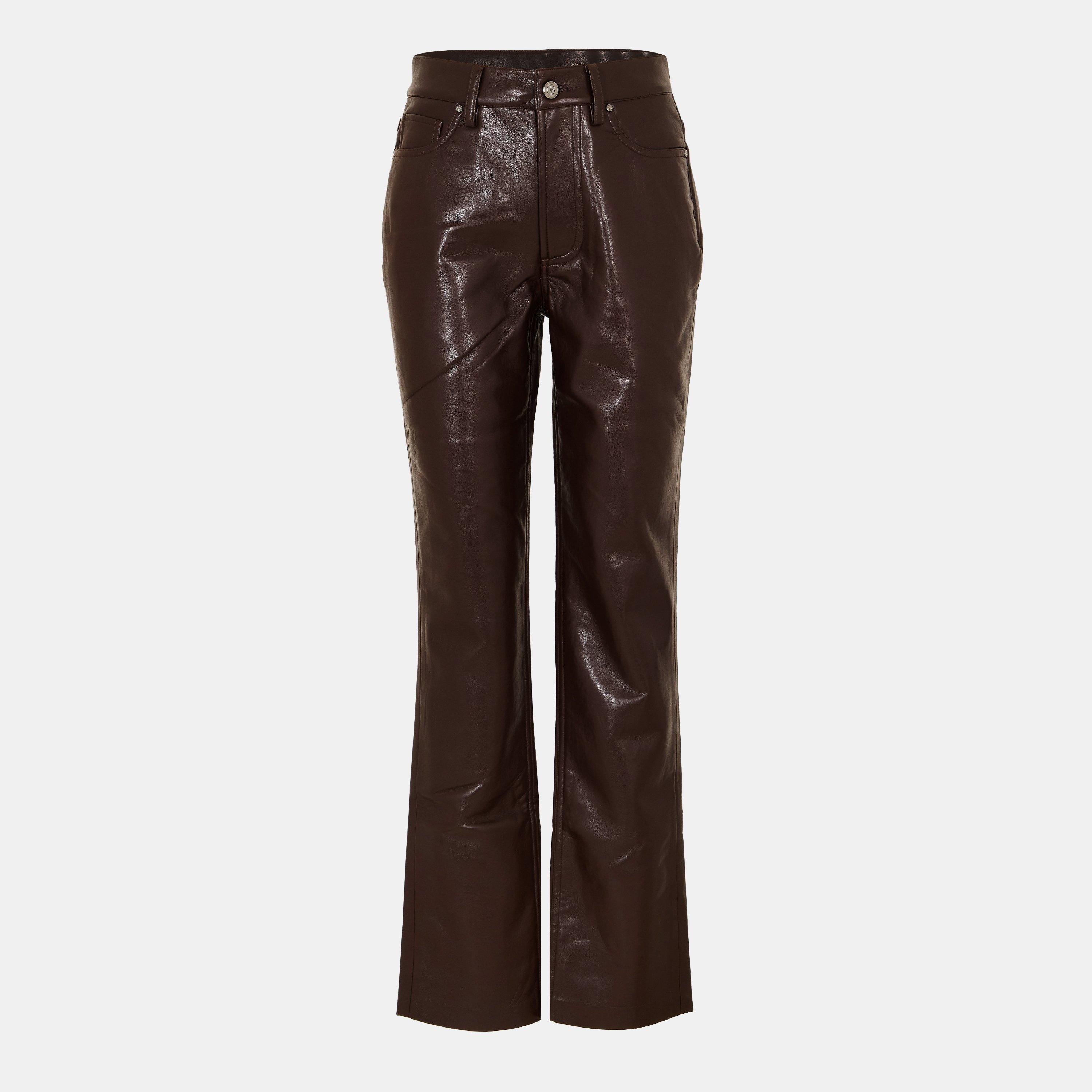 DARK BROWN - Anine Bing - Women's Leather Trousers - 1