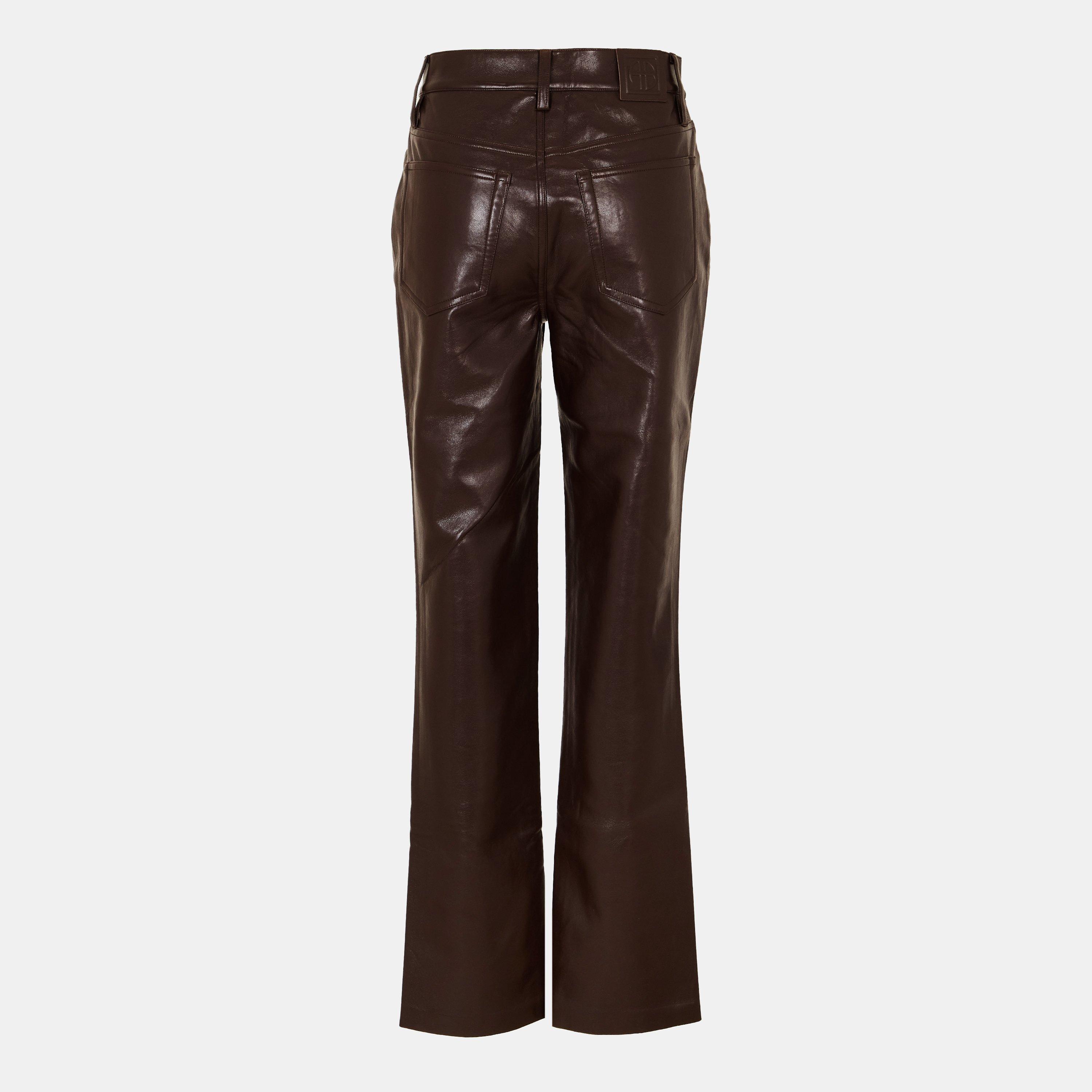 DARK BROWN - Anine Bing - Women's Leather Trousers - 2
