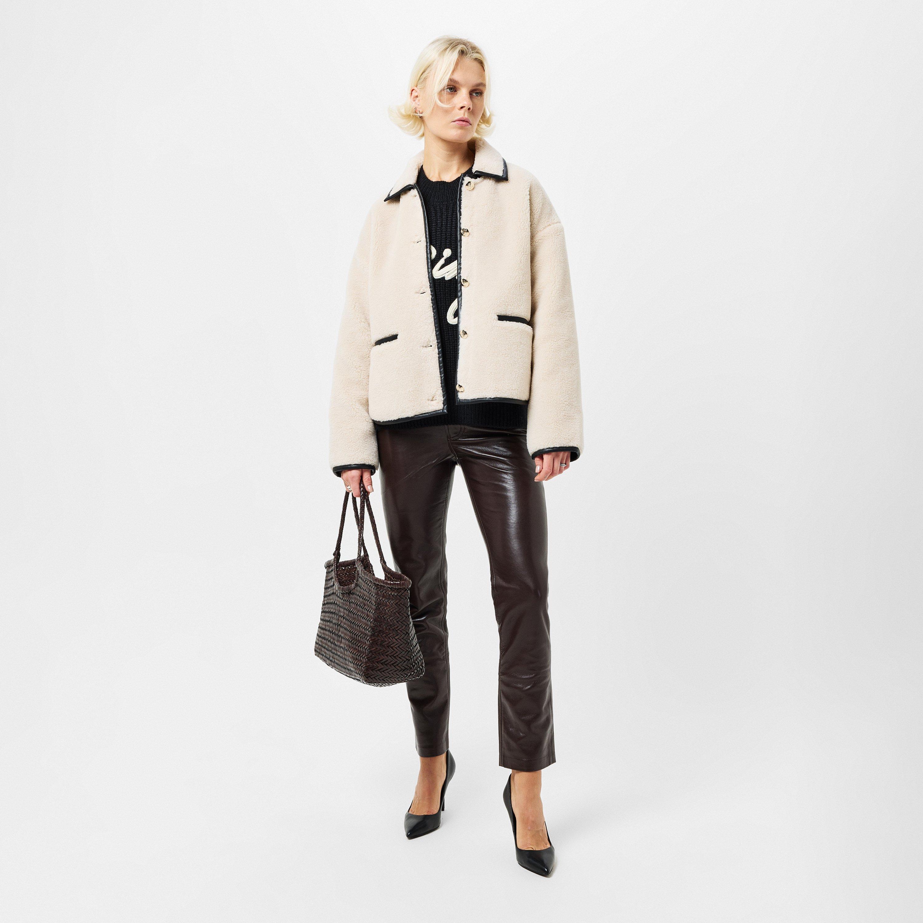 DARK BROWN - Anine Bing - Women's Leather Trousers - 6