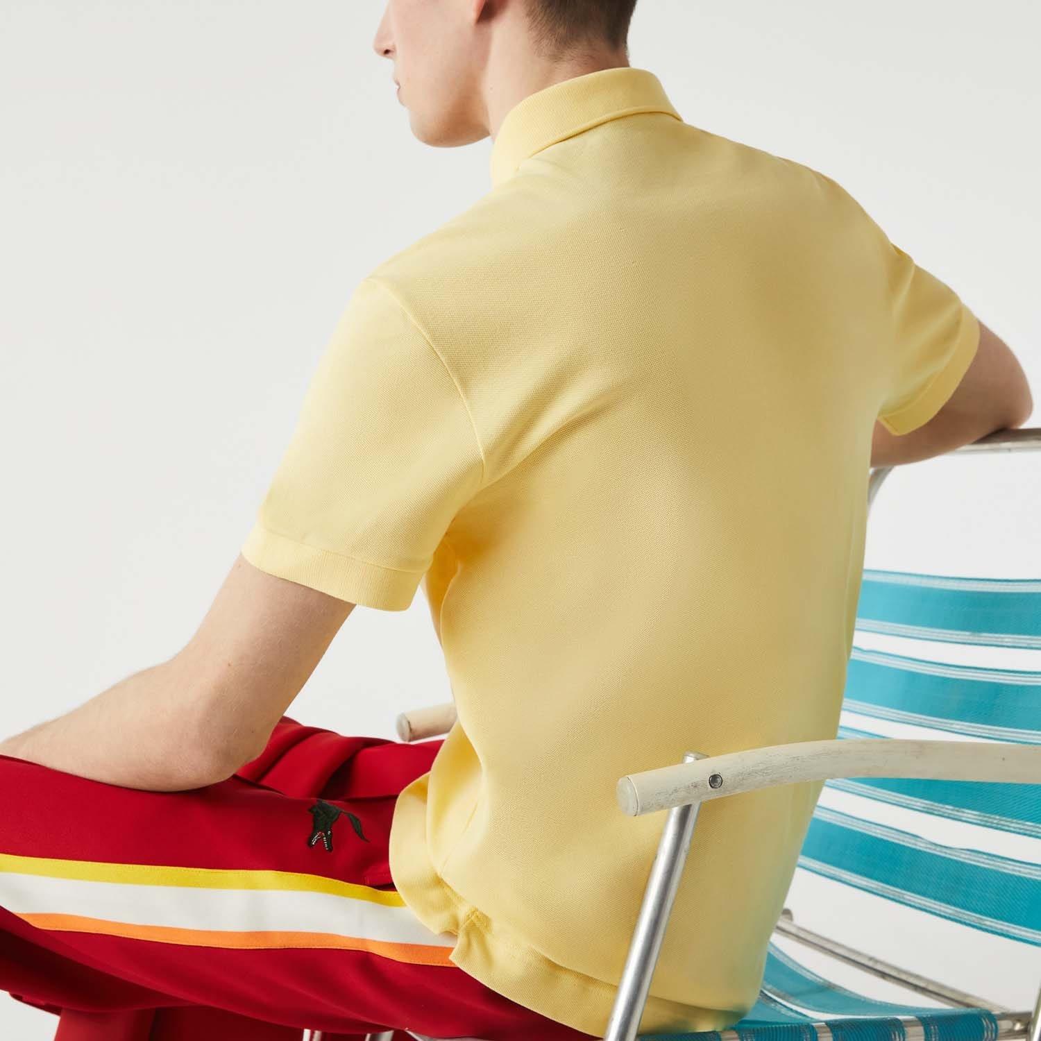 Yellow - Lacoste - Regular Fit Paris Stretch Piqu¿ Polo Shirt - 3