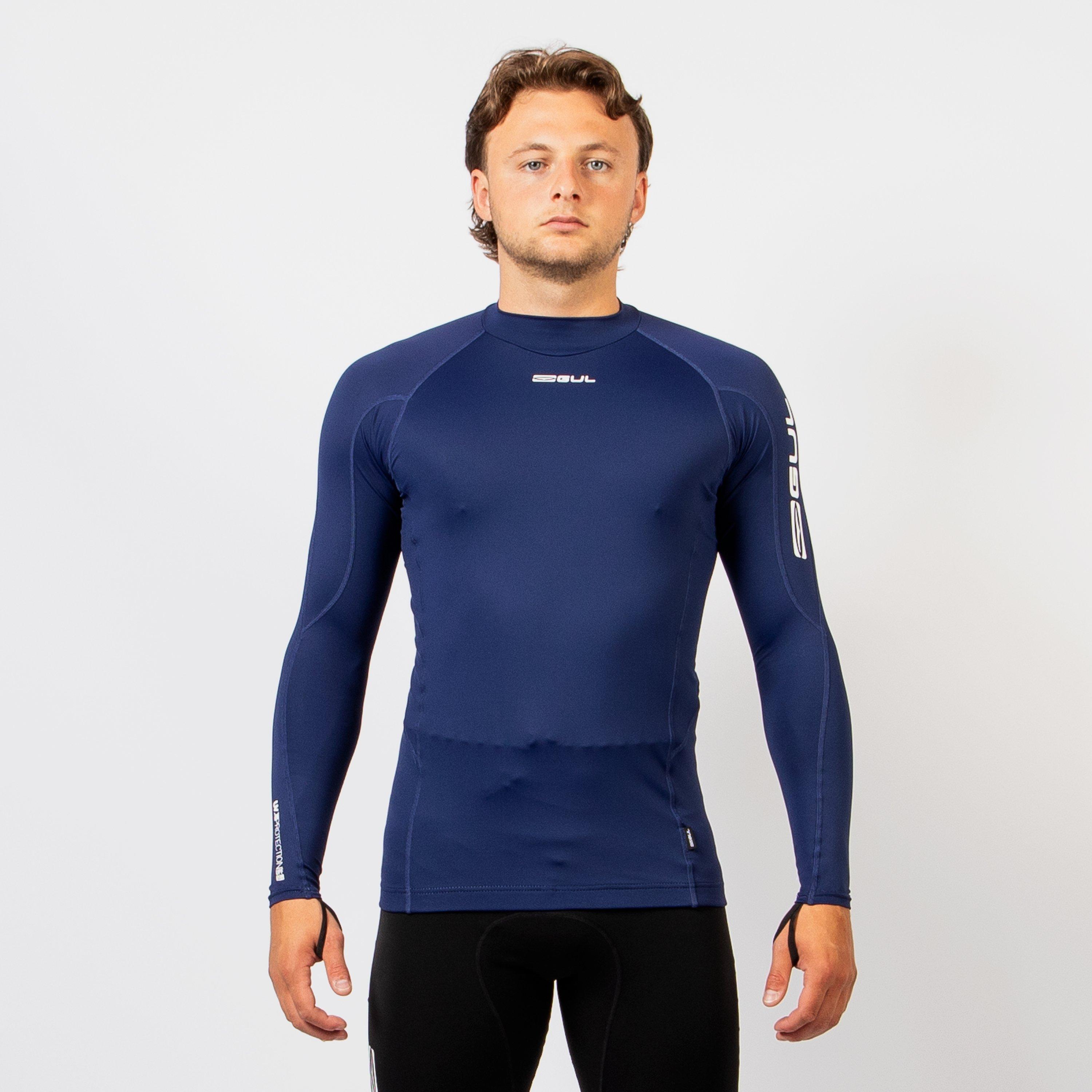 Blue - Gul - MENS UV PROTECTION FLATLOCK LONG SLEEVE RASHGUARD - 1