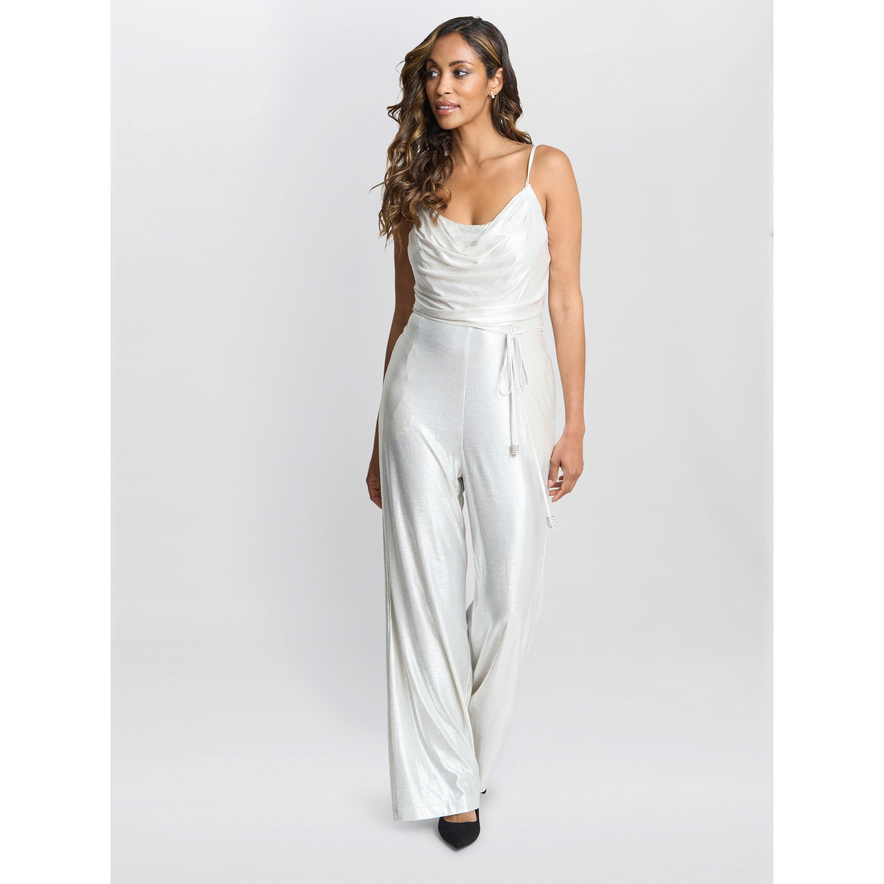 Gina Bacconi Women's Martina Foil Jumpsuit - Champagne - 12