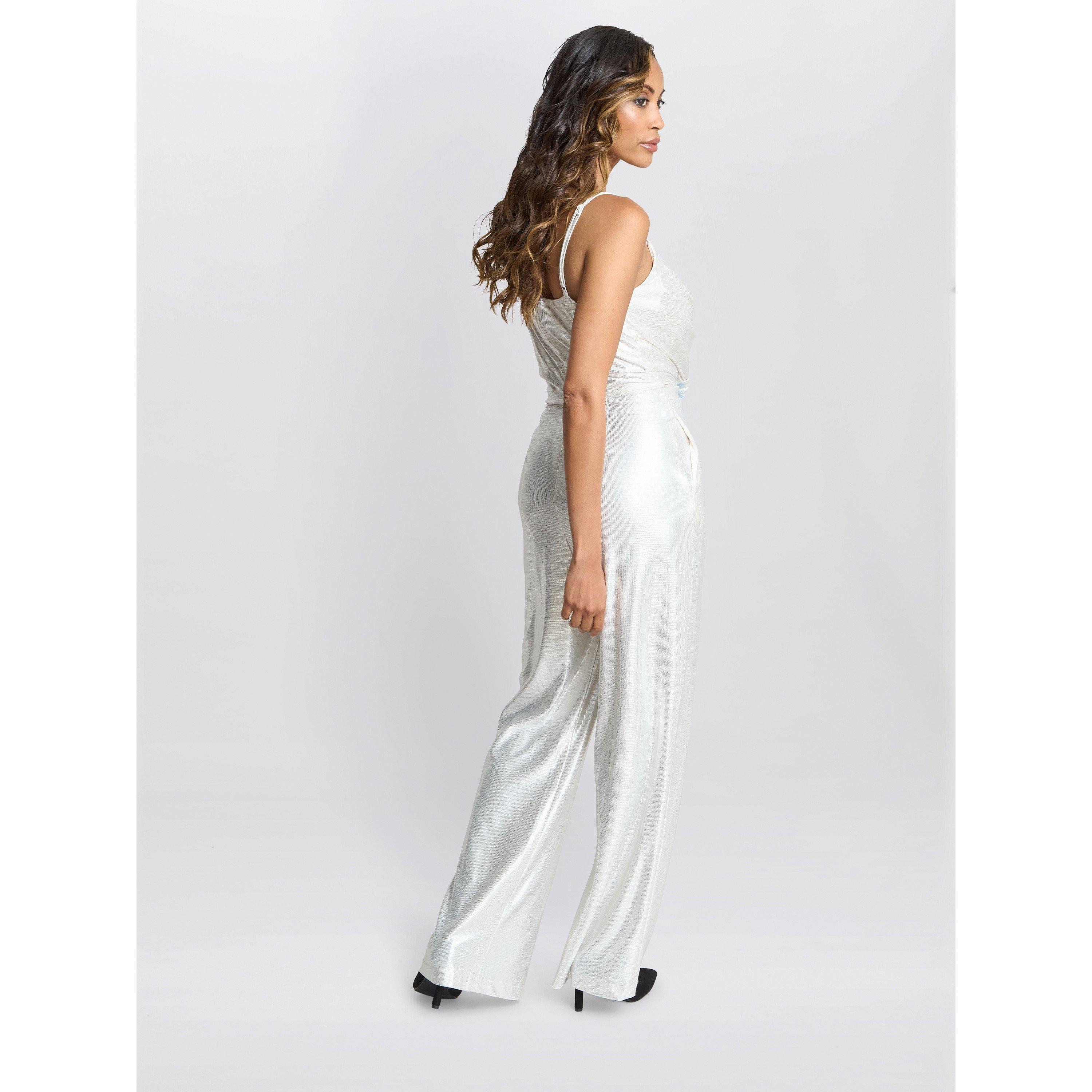 Champagne - Gina Bacconi - Women's Martina Foil Jumpsuit - 2