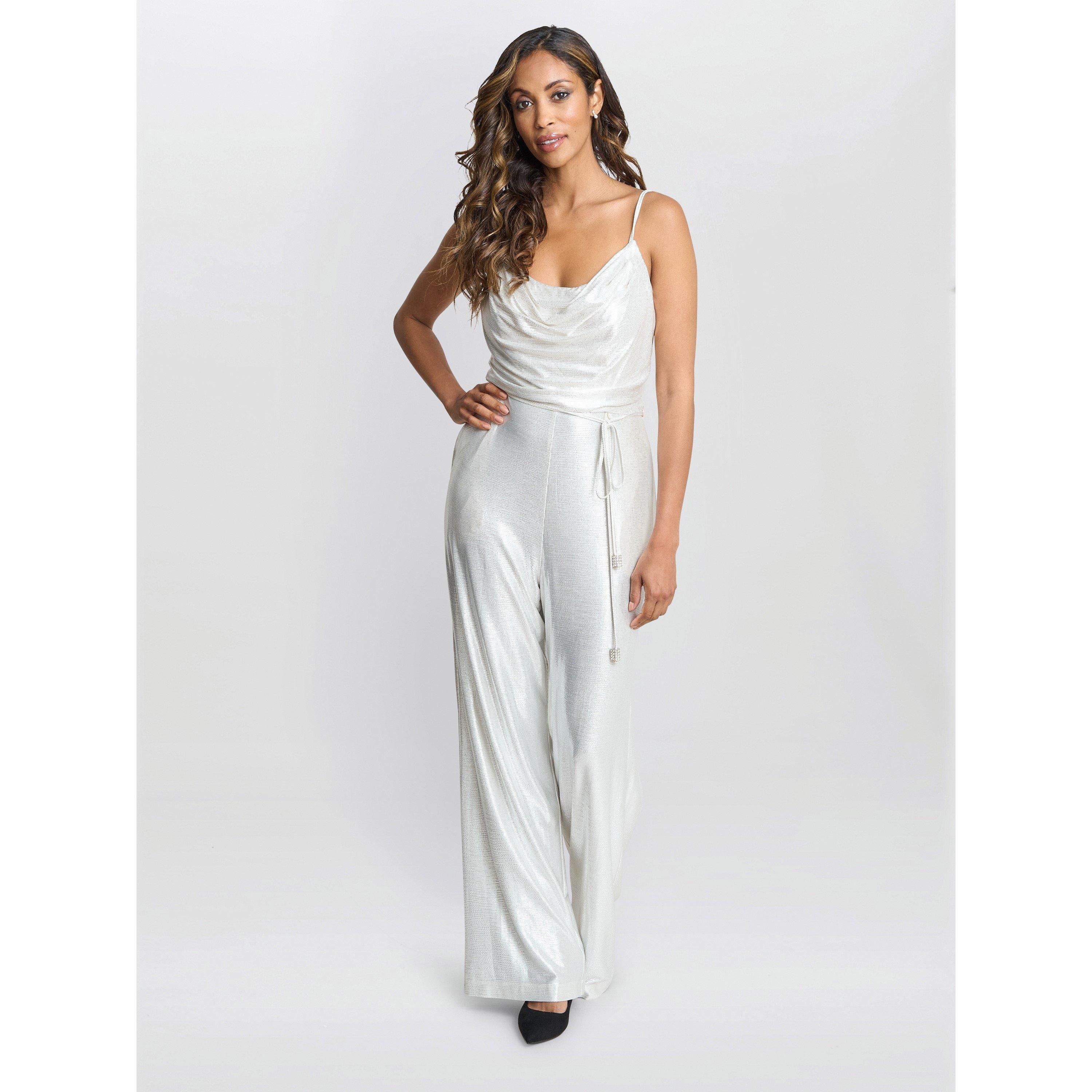 Champagne - Gina Bacconi - Women's Martina Foil Jumpsuit - 3