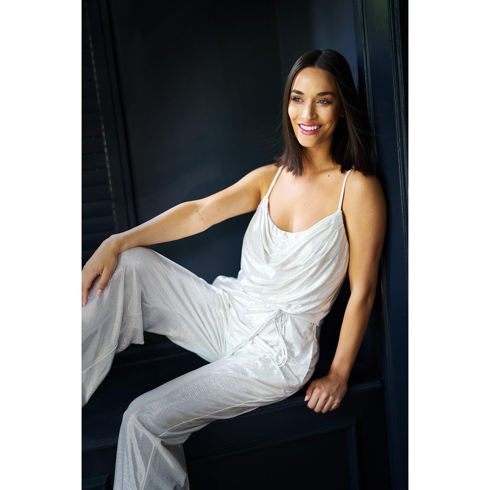 Champagne - Gina Bacconi - Women's Martina Foil Jumpsuit - 8