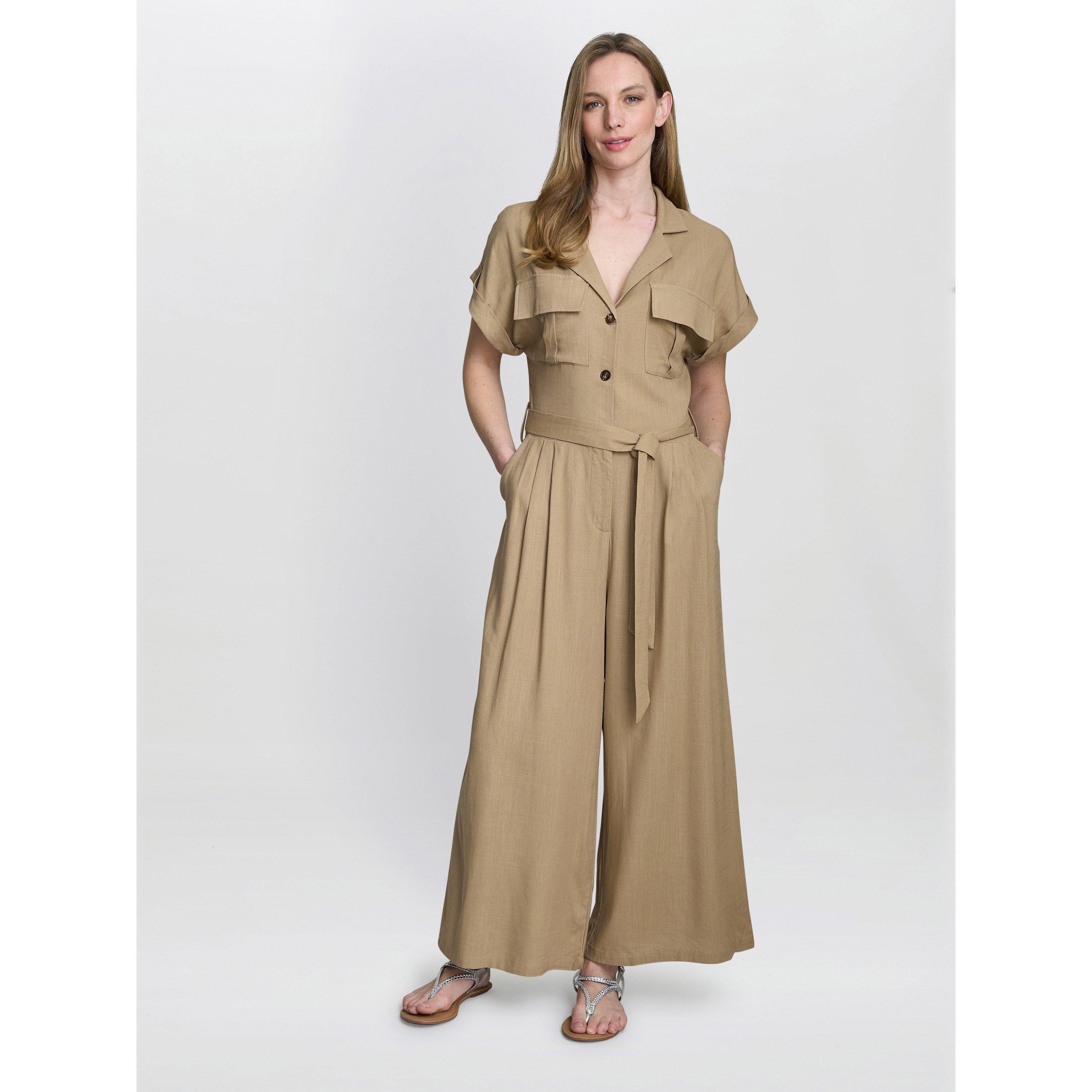 Gina Bacconi Women's Carmela Linen Jumpsuit - Tan - S/M