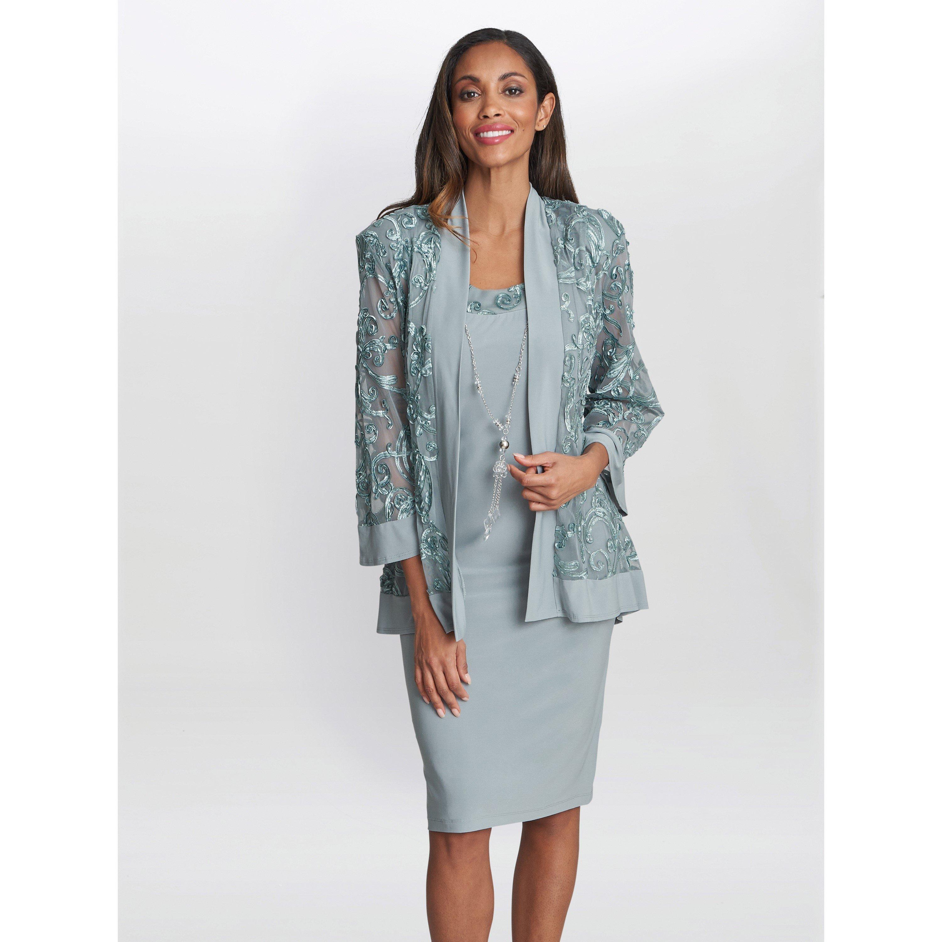 Gina Bacconi Women's Beverley Soutache Dress And Jacket - Sage - 22