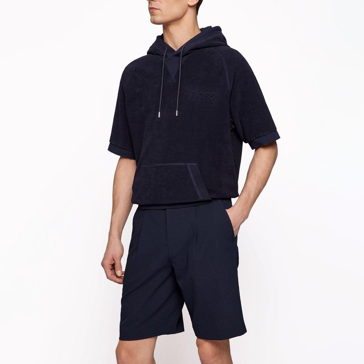 Dark Blue - Boss - Sealy 09 Short Sleeve Hooded Sweatshirt - 2