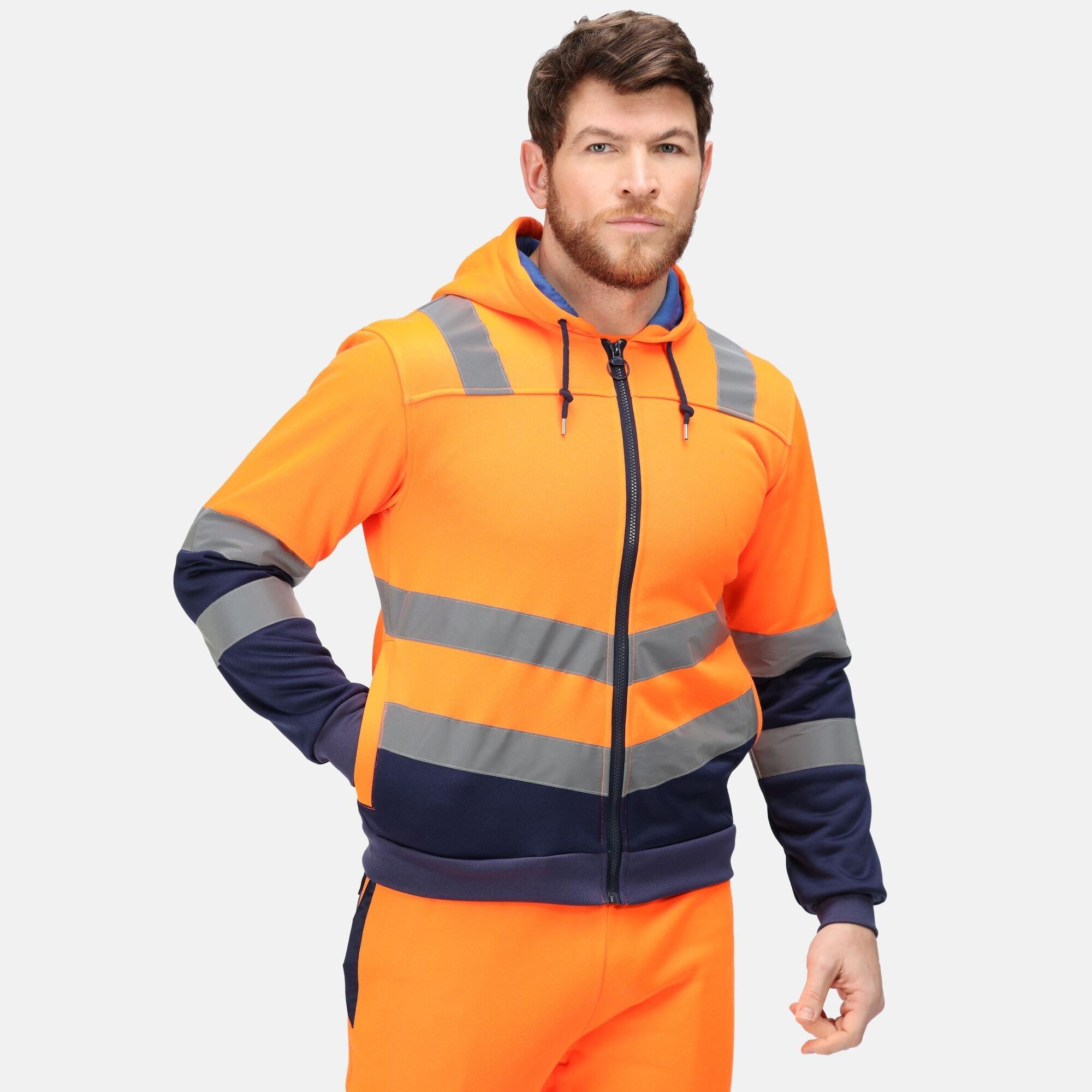 Orange/Navy - Regatta - Men's Pro Polycotton Hi-Vis Chevron Hi-Vis Jacket - 2