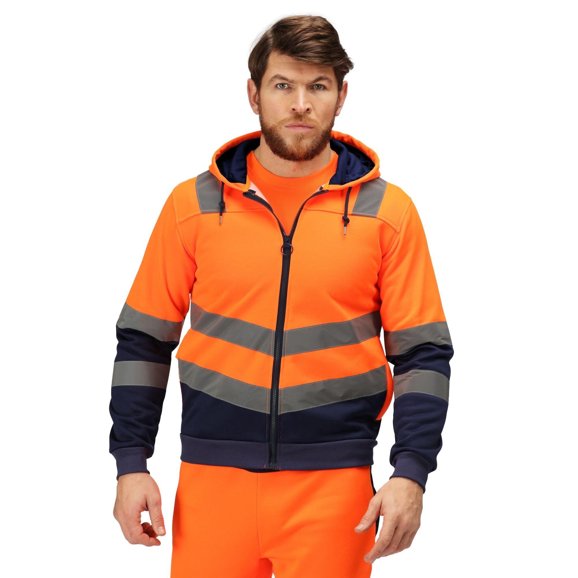 Orange/Navy - Regatta - Men's Pro Polycotton Hi-Vis Chevron Hi-Vis Jacket - 3