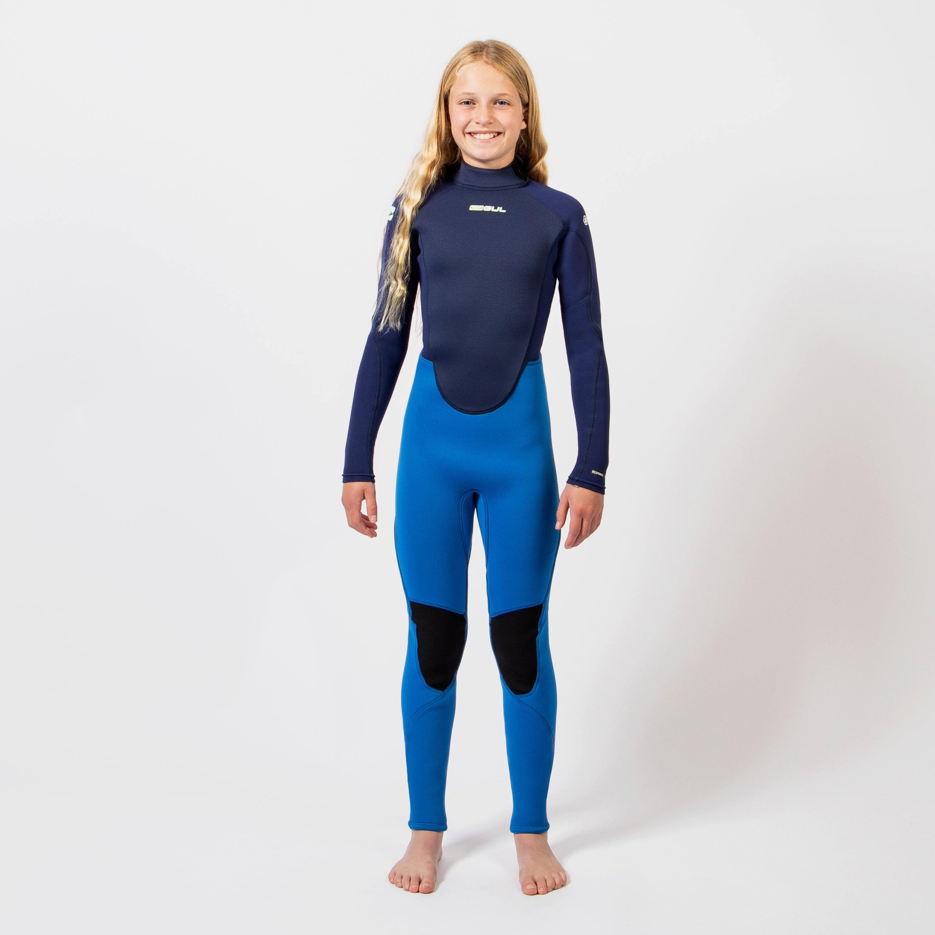 Blue/Navy - Gul - RESPONSE 32 JUNIOR FLATLOCK NATUR FULL WETSUIT - 3