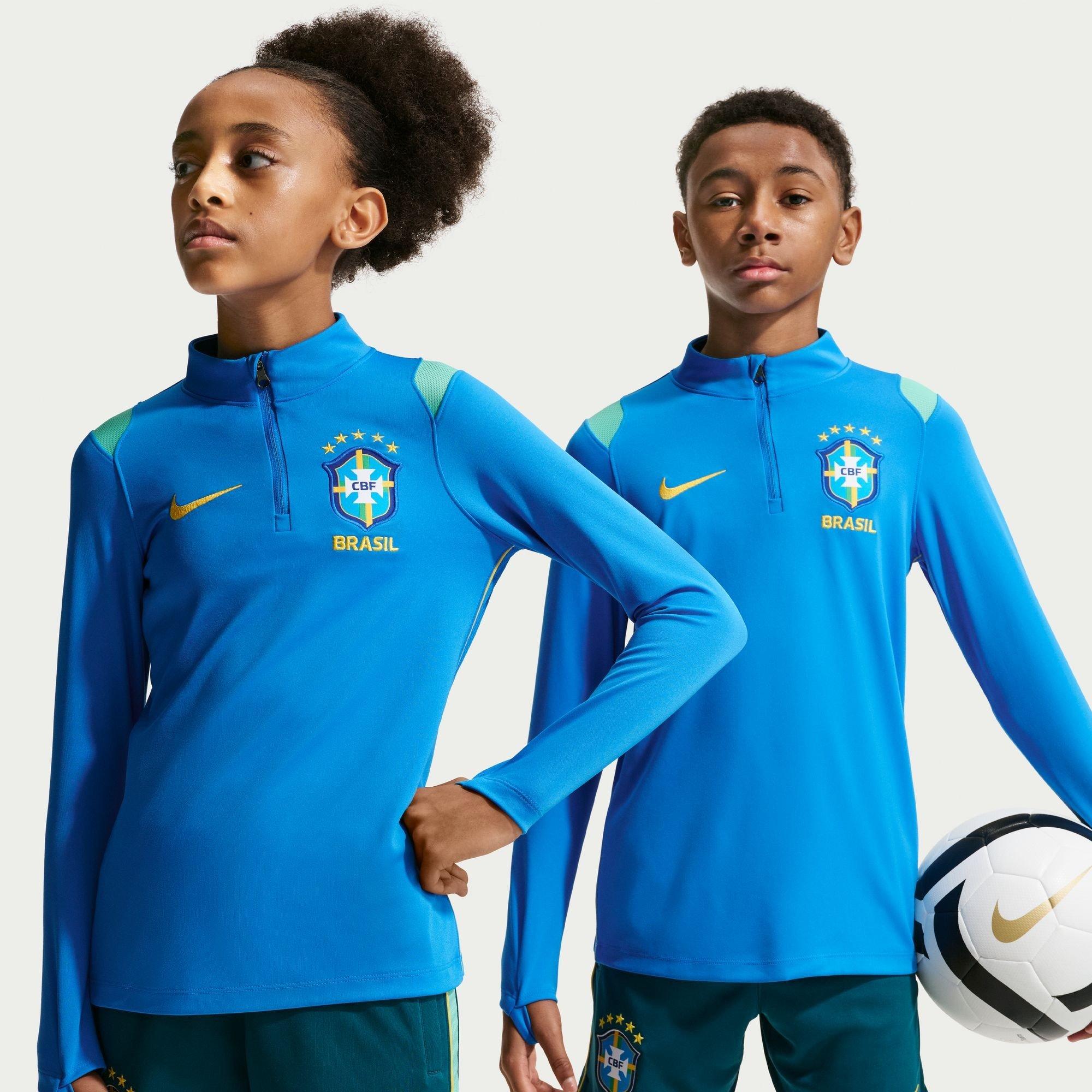 Nike Boys Kids' Brazil International Licensed Drill Top - Blue/Gold - 13 (XL)