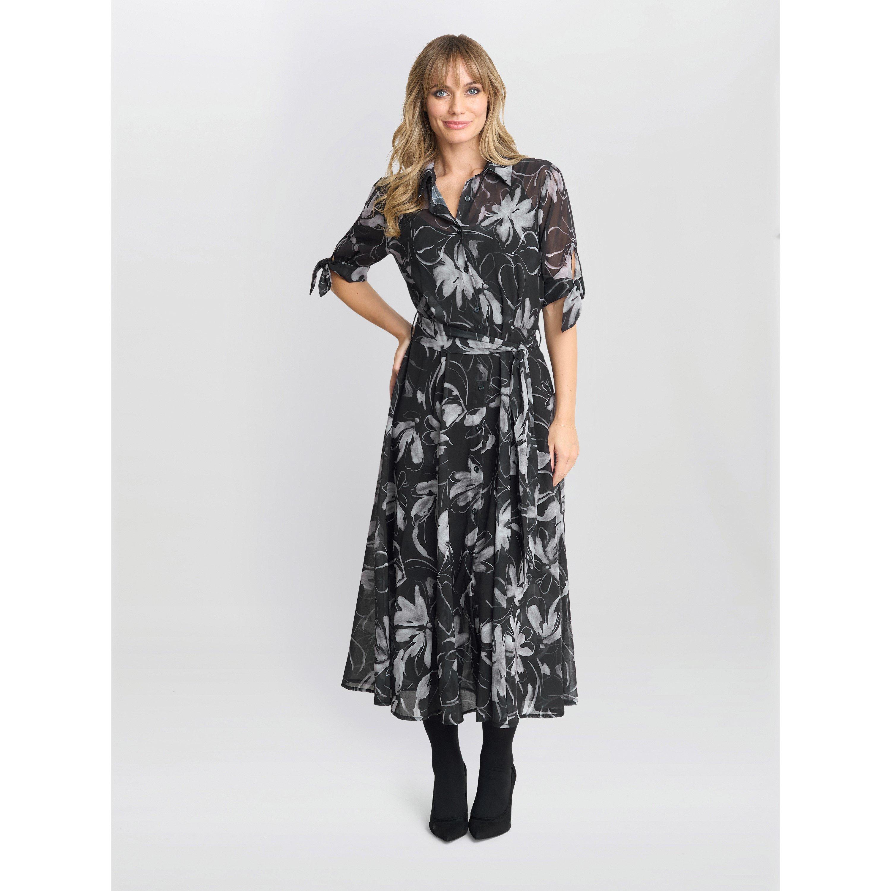 Black / White - Gina Bacconi - Women's Adrienne Shirt Dress - 1