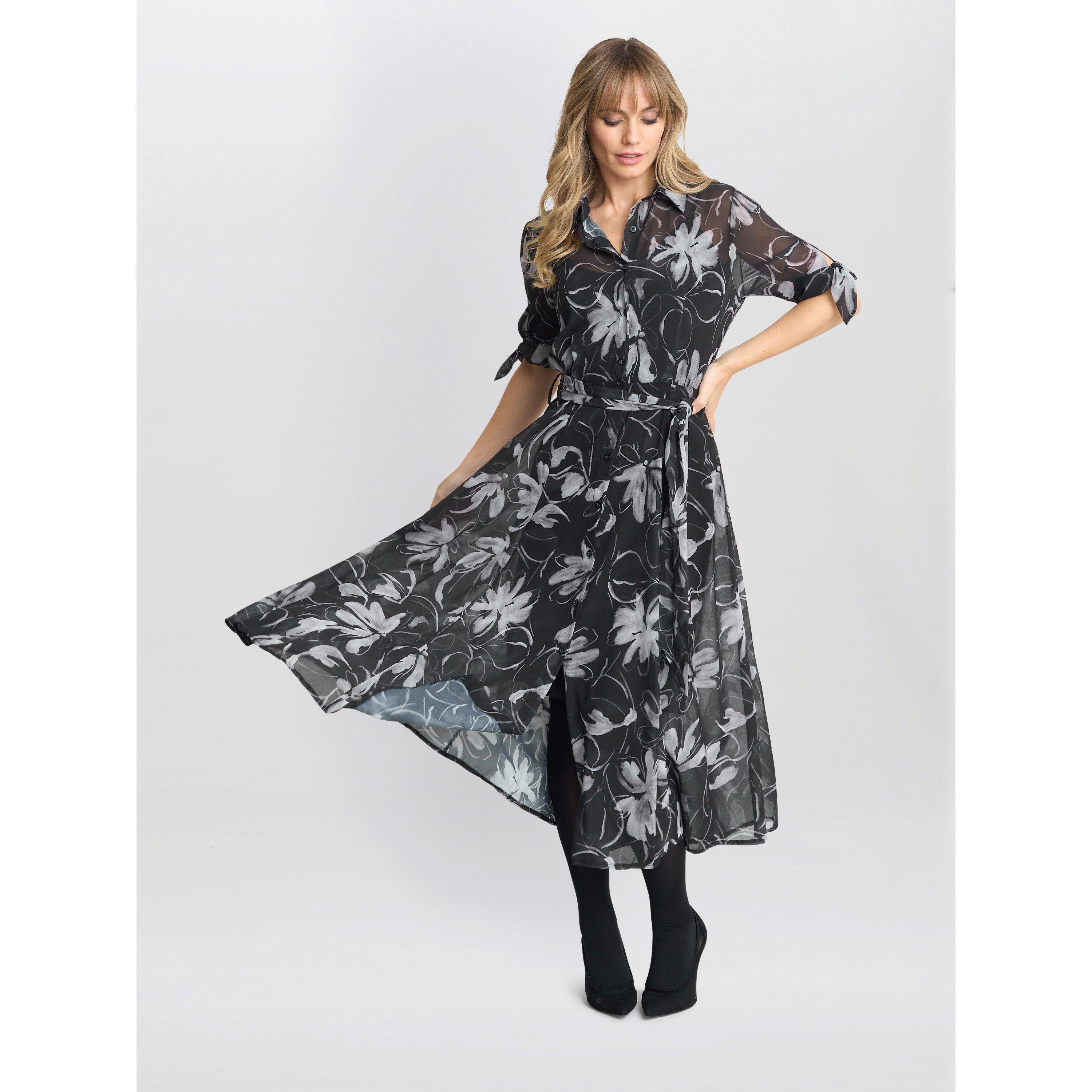 Black / White - Gina Bacconi - Women's Adrienne Shirt Dress - 3