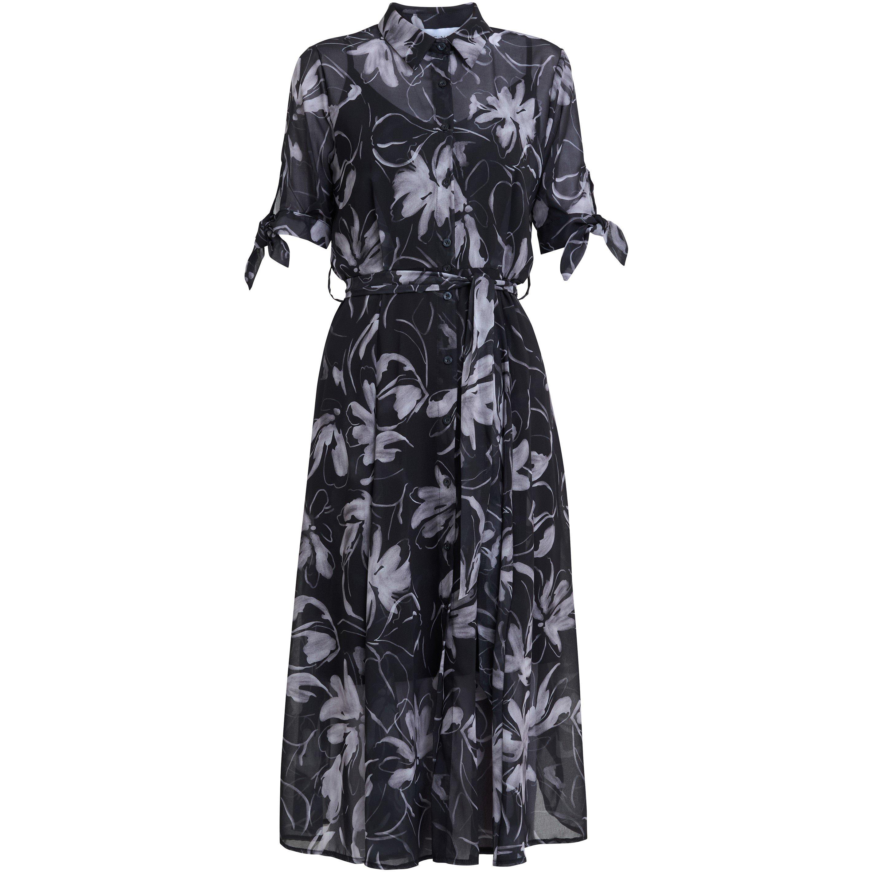 Black / White - Gina Bacconi - Women's Adrienne Shirt Dress - 4