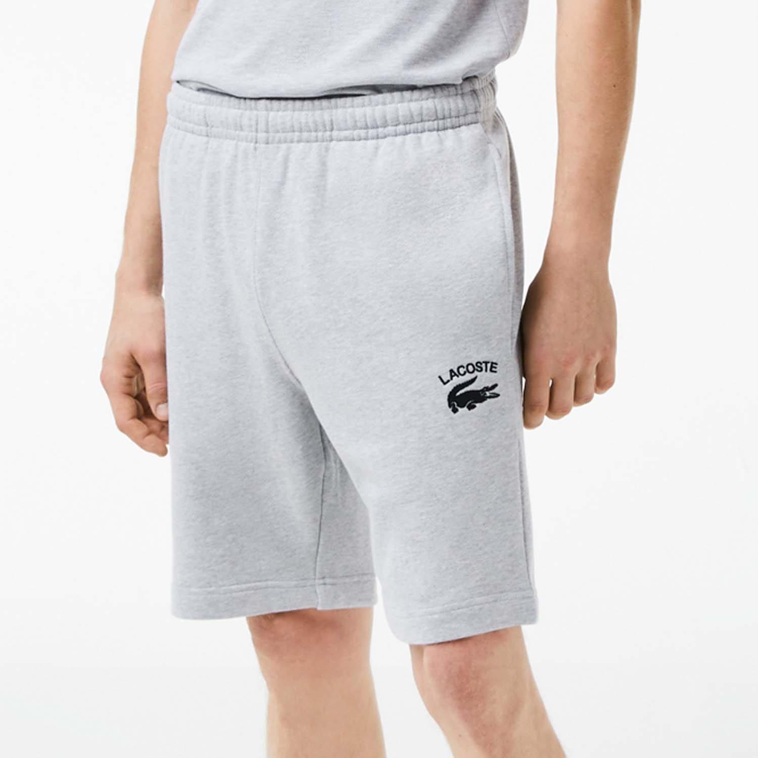 Grey - Lacoste - Embroidered Shorts - 1