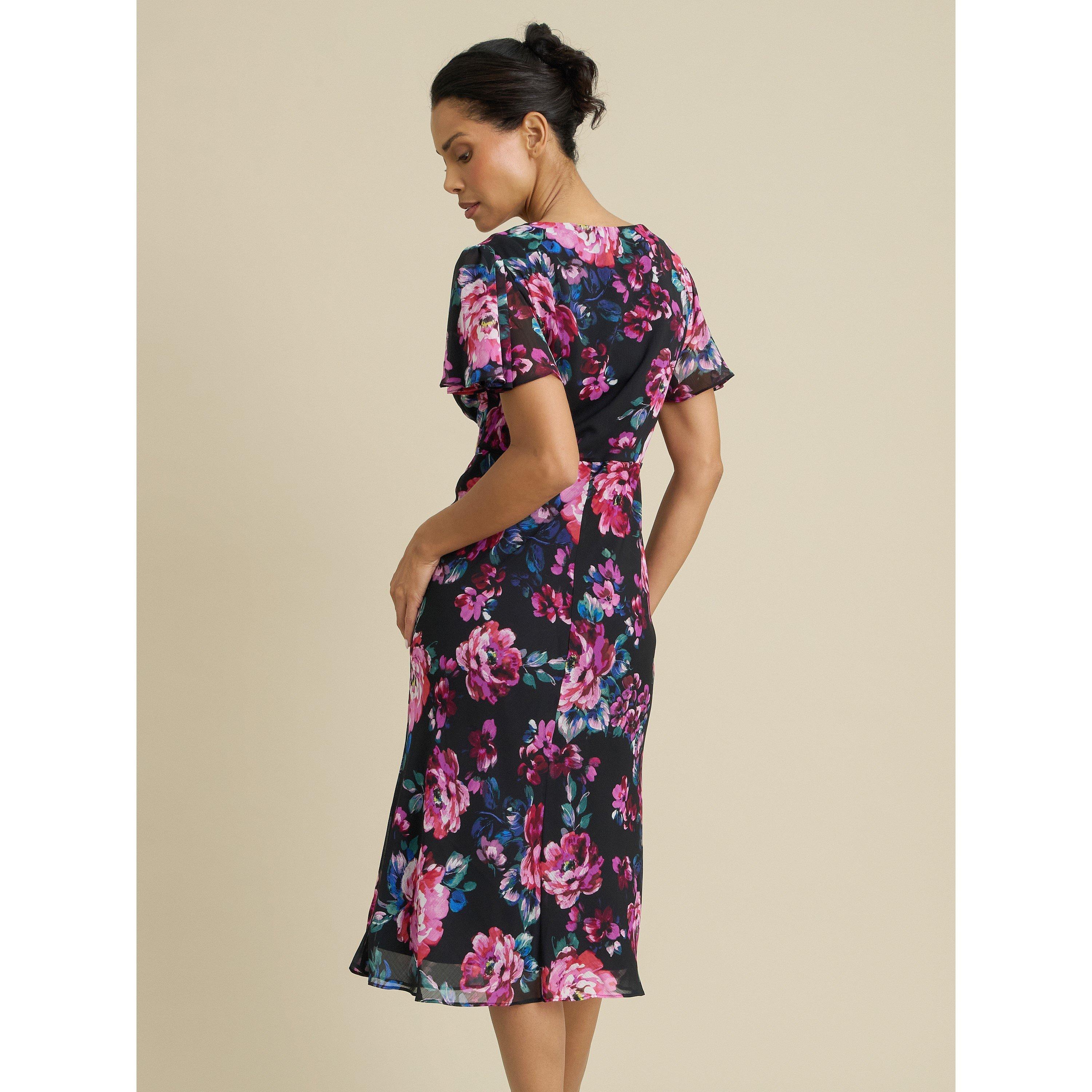 Black / Multi - Gina Bacconi - Rosabelle Floral Print Midi Dress - 2