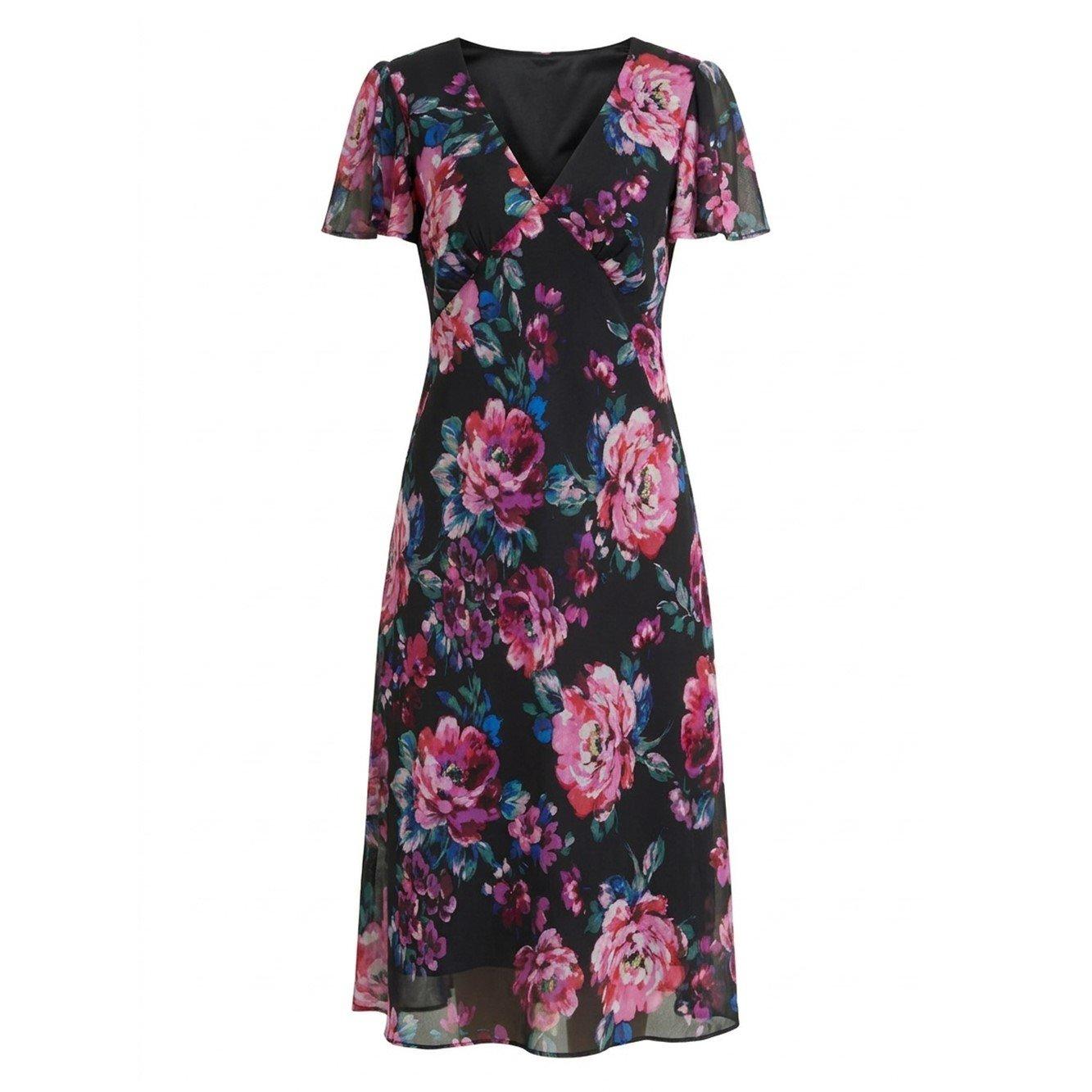 Black / Multi - Gina Bacconi - Rosabelle Floral Print Midi Dress - 4