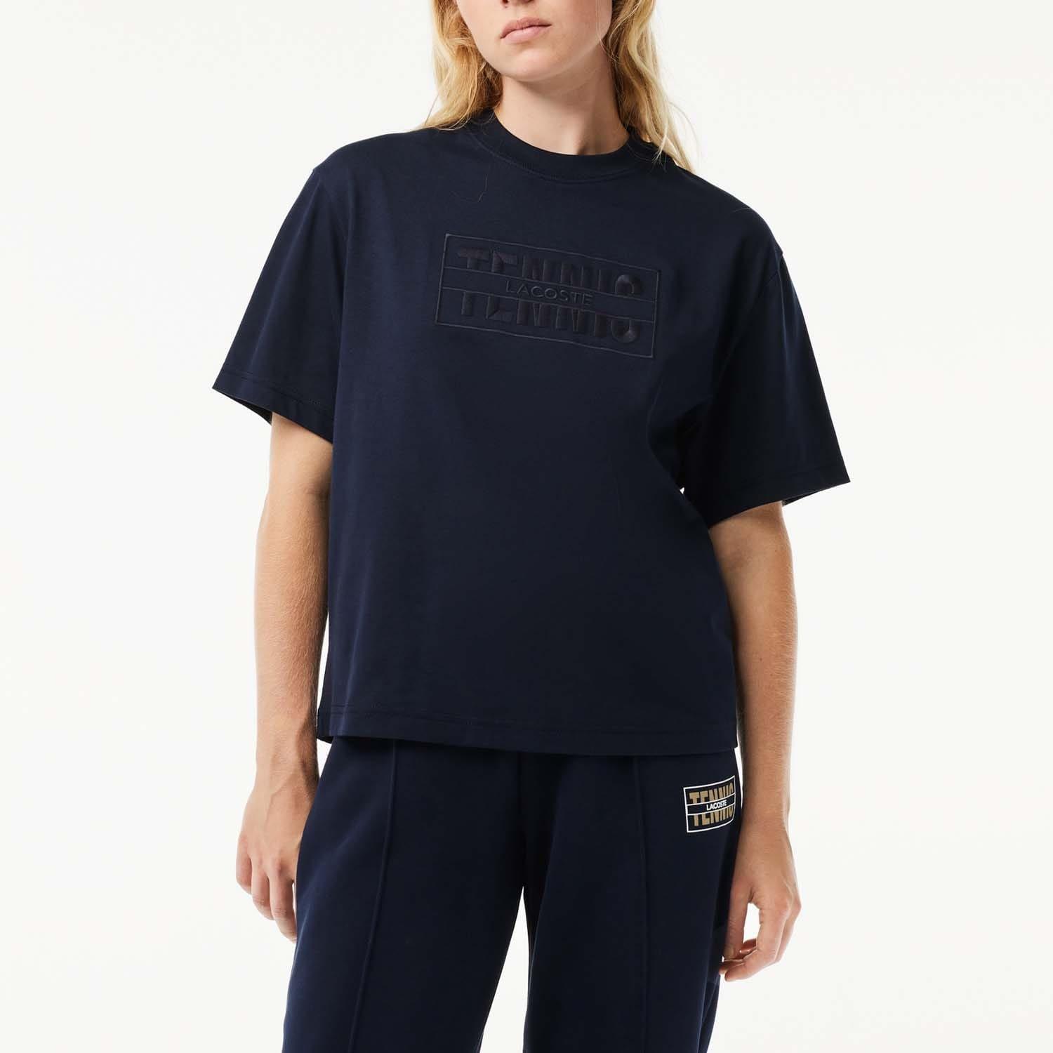 Blue - Lacoste - Oversized Cotton Tennis Embroidery T-Shirt - 2