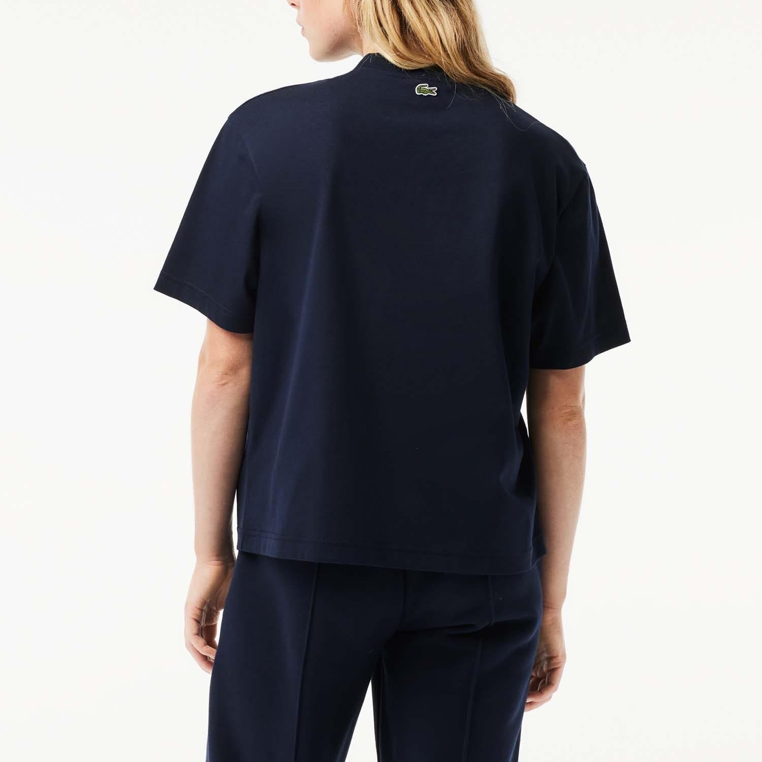 Blue - Lacoste - Oversized Cotton Tennis Embroidery T-Shirt - 3