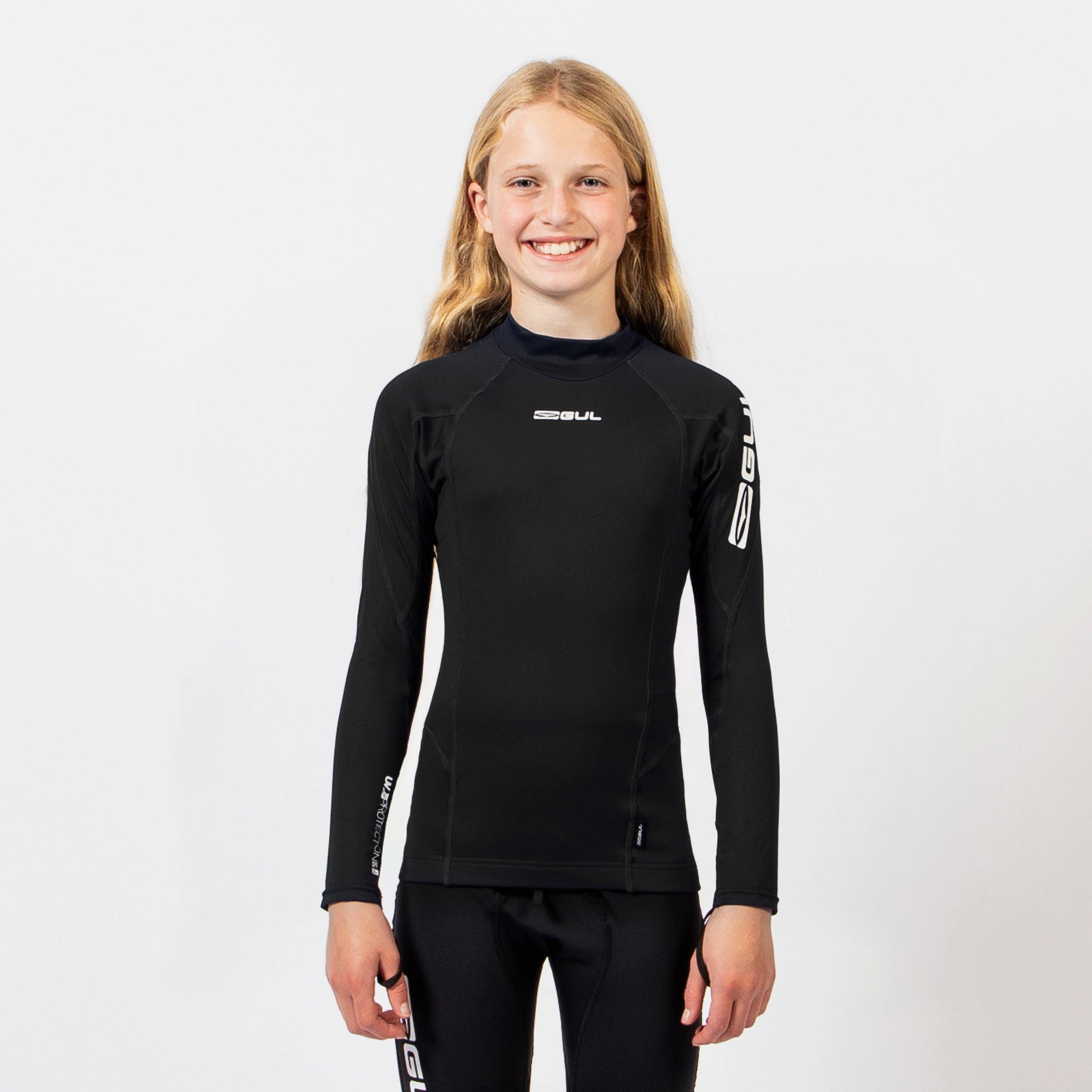 Black - Gul - JNR UV PROTECTION FL LONG SLEEVE RASHGUARD - 1