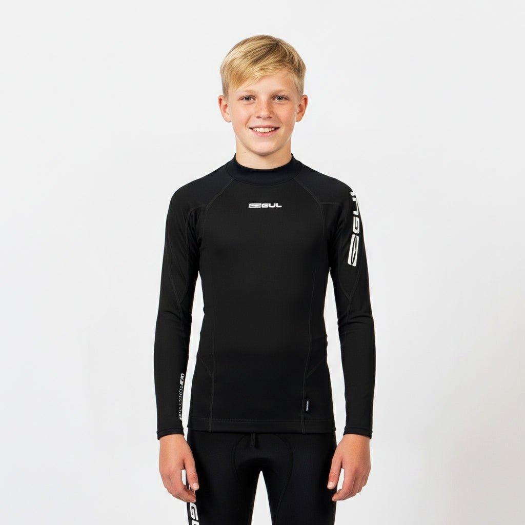 Black - Gul - JNR UV PROTECTION FL LONG SLEEVE RASHGUARD - 2