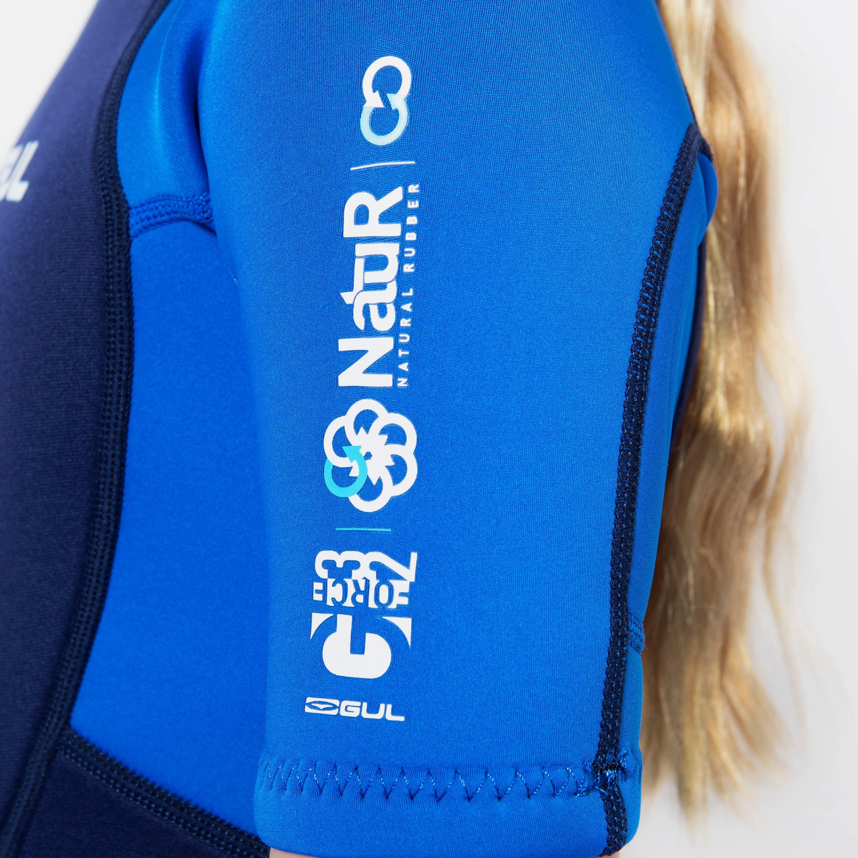 Navy/Blue - Gul - G-FORCE 32 NATUR JUNIOR FLATLOCK SHORTI WETSUIT - 7