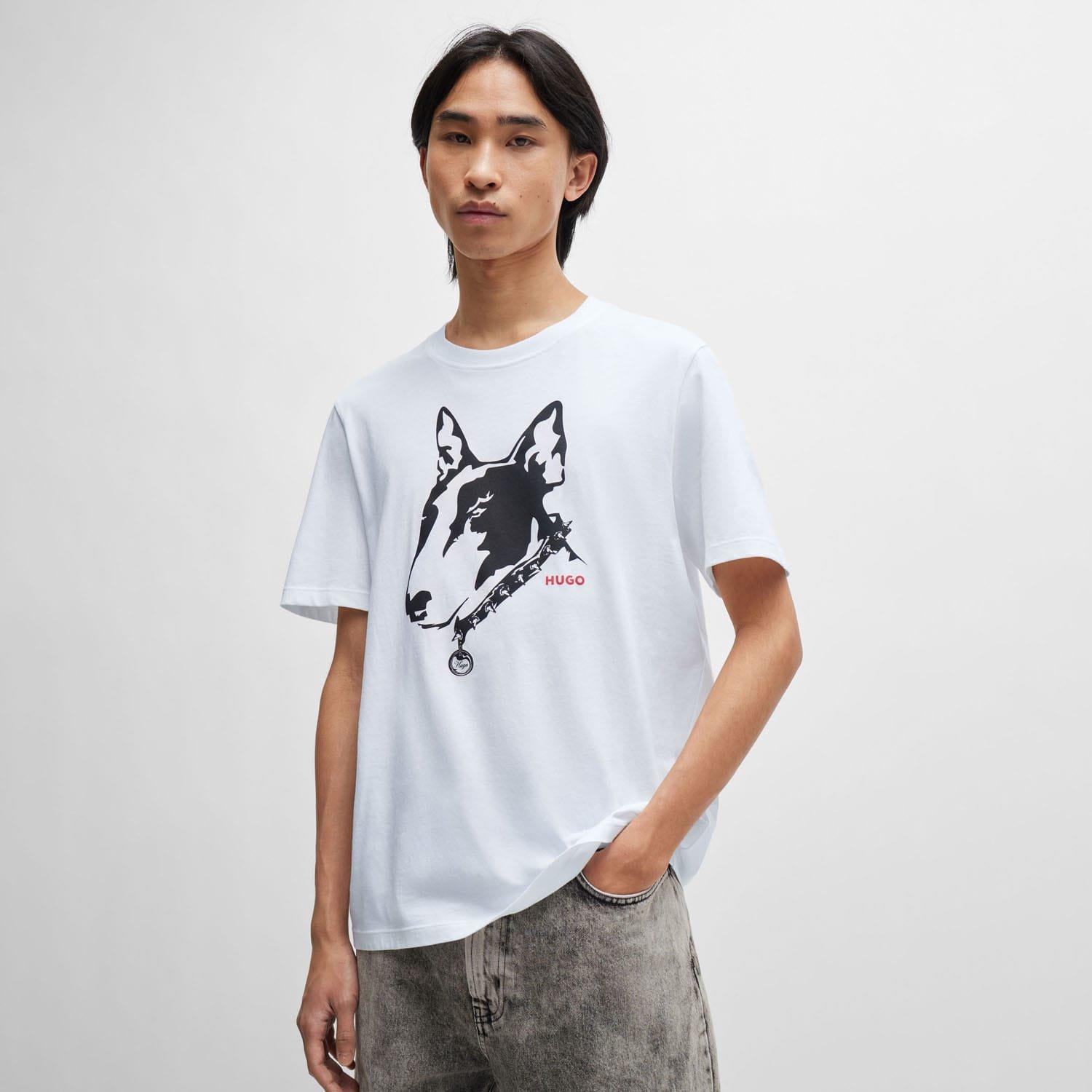 White - Hugo - Dog Artwork T-Shirt - 1