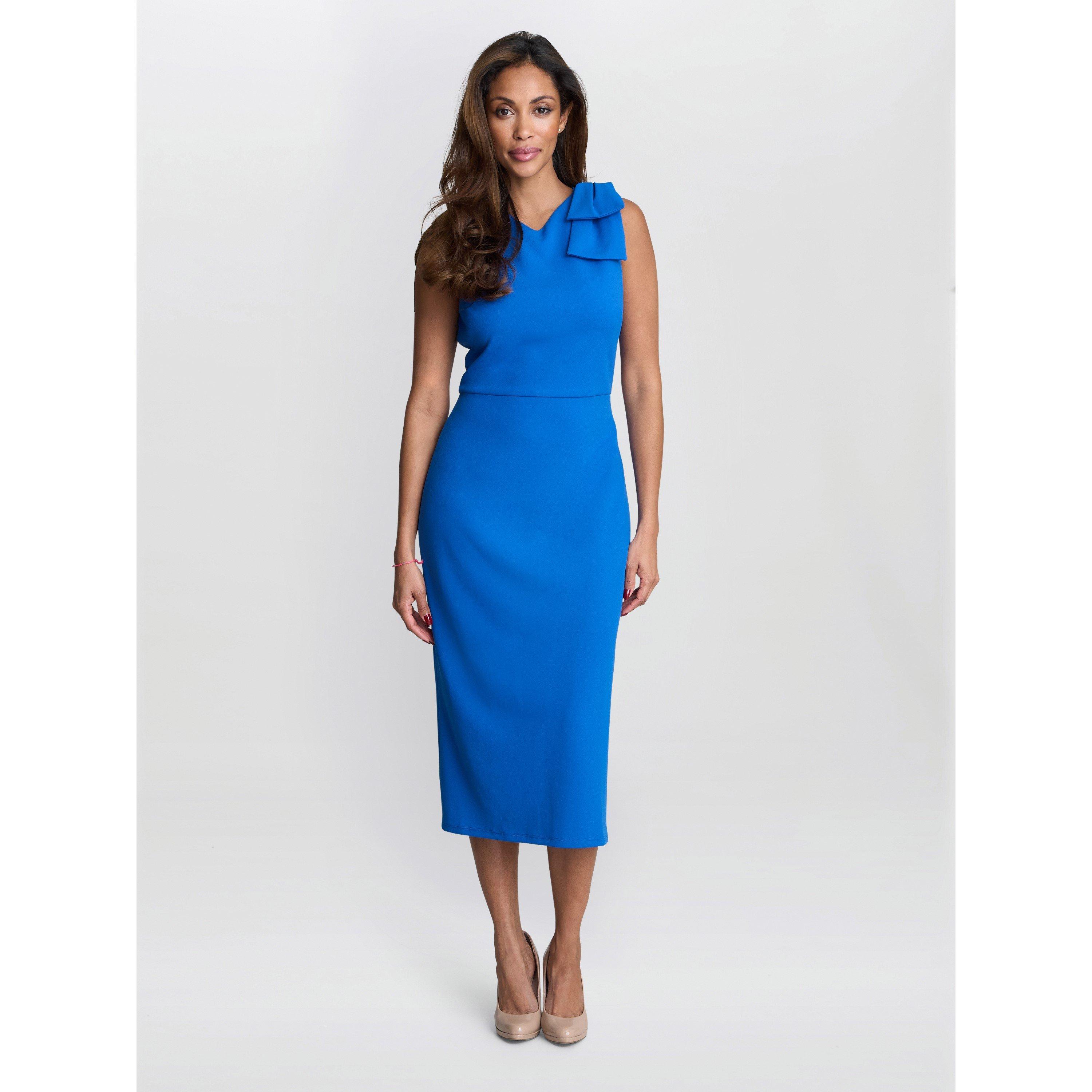 Blue - Gina Bacconi - Maddie One-Shoulder Ruffle Midi Dress - 2