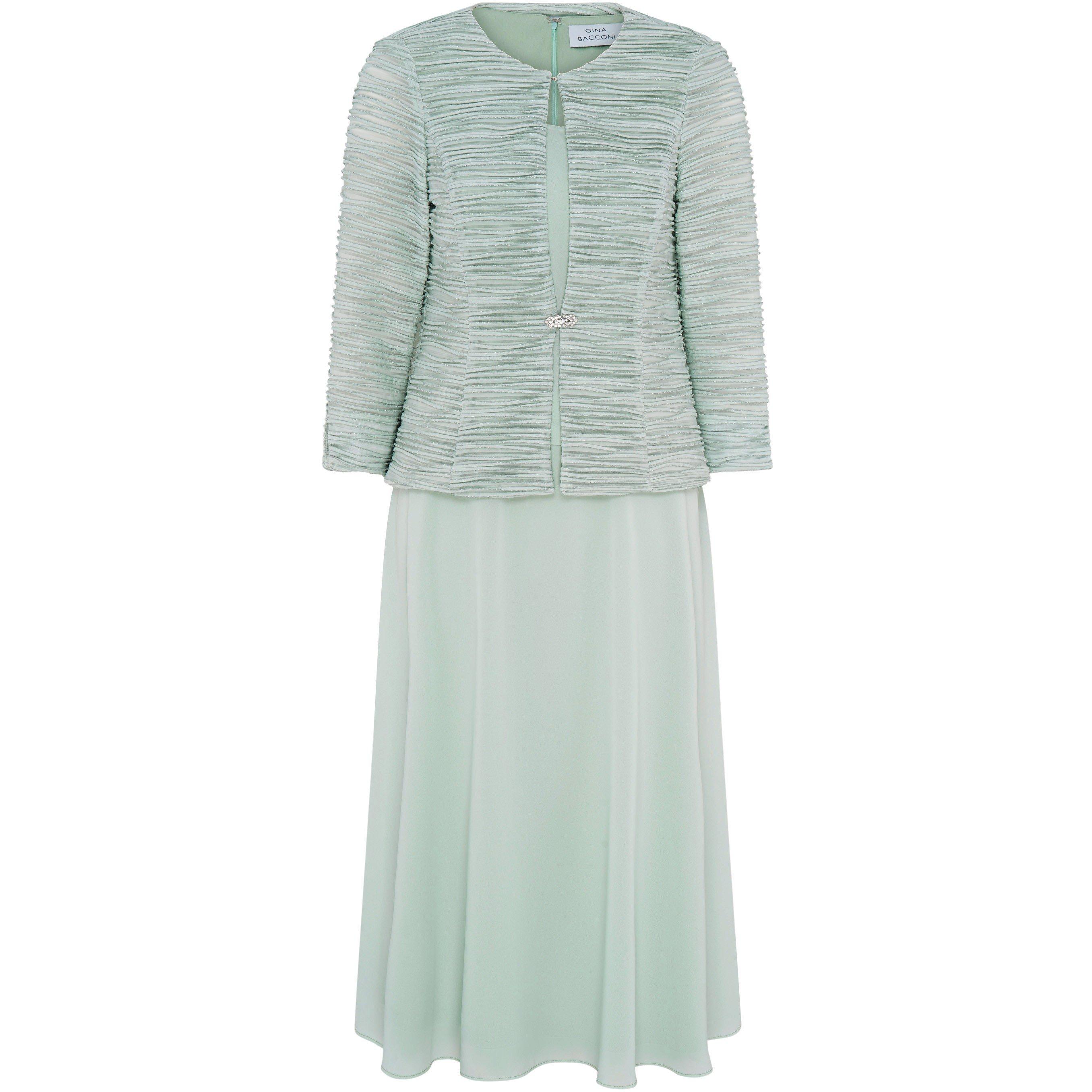 Gina Bacconi Women's Page Fancy Jacket & Chiffon Dress - Sage - 14
