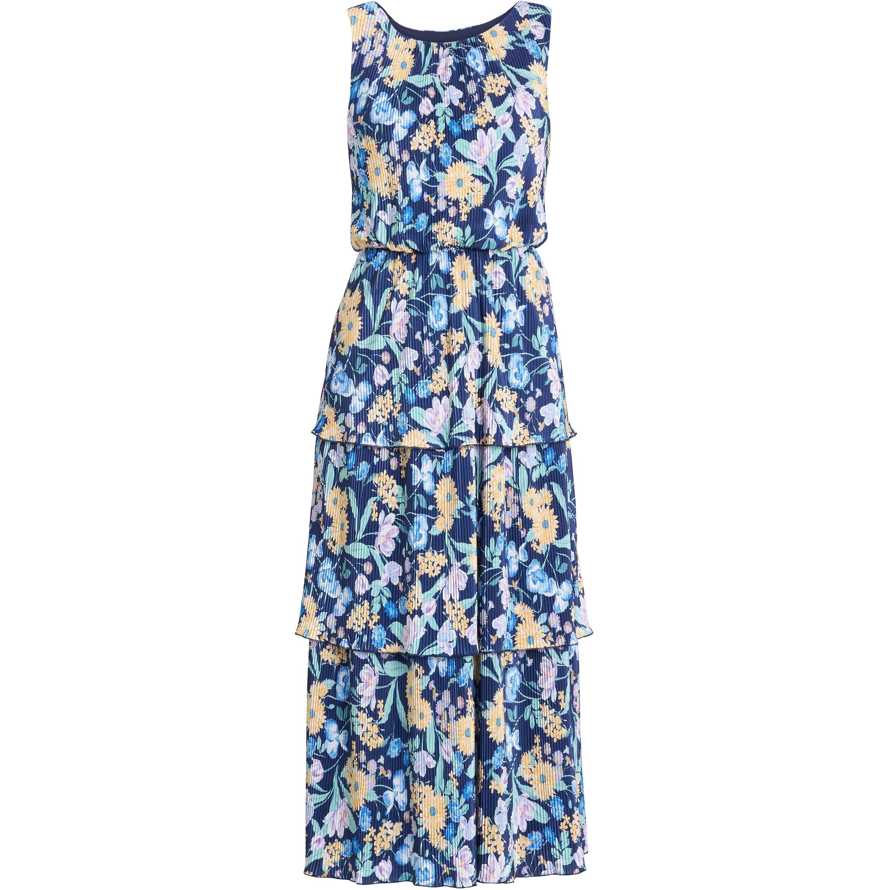 Navy / Multi - Gina Bacconi - Zara Floral Print Plisse Tier Dress - 4