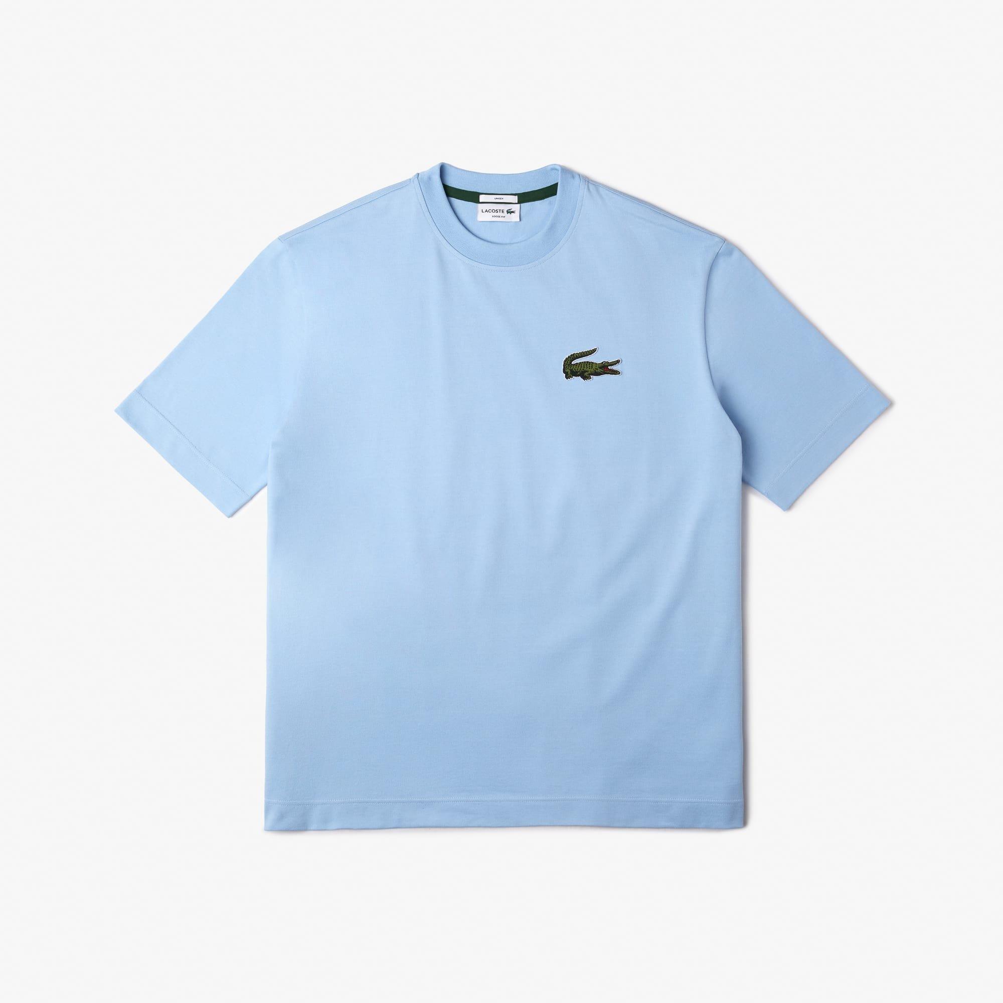 Light Blue - Lacoste - Loose Fit Large Crocodile Organic T-Shirt