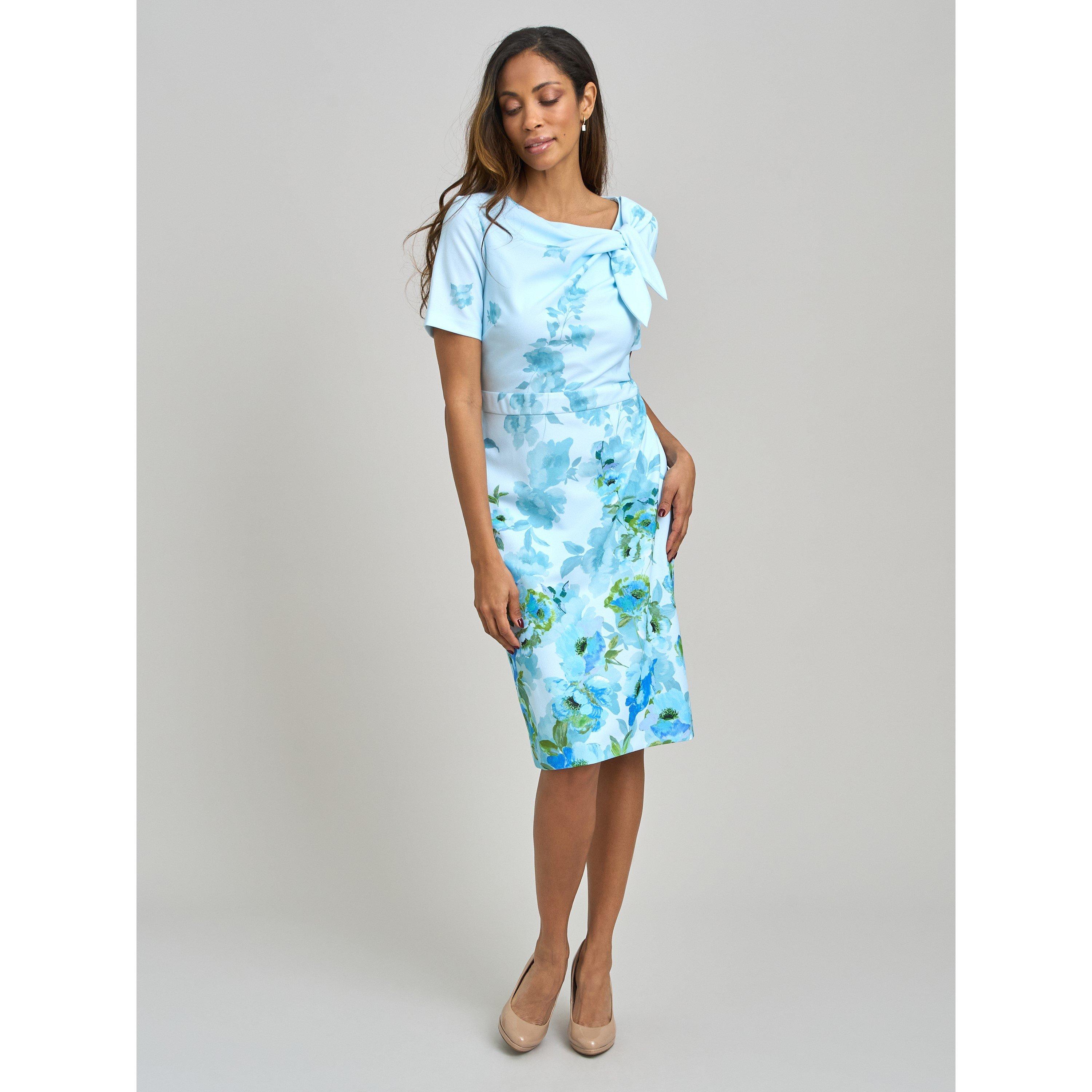 Perri - Gina Bacconi - Nisha Tie Neck Border Print Dress - 4