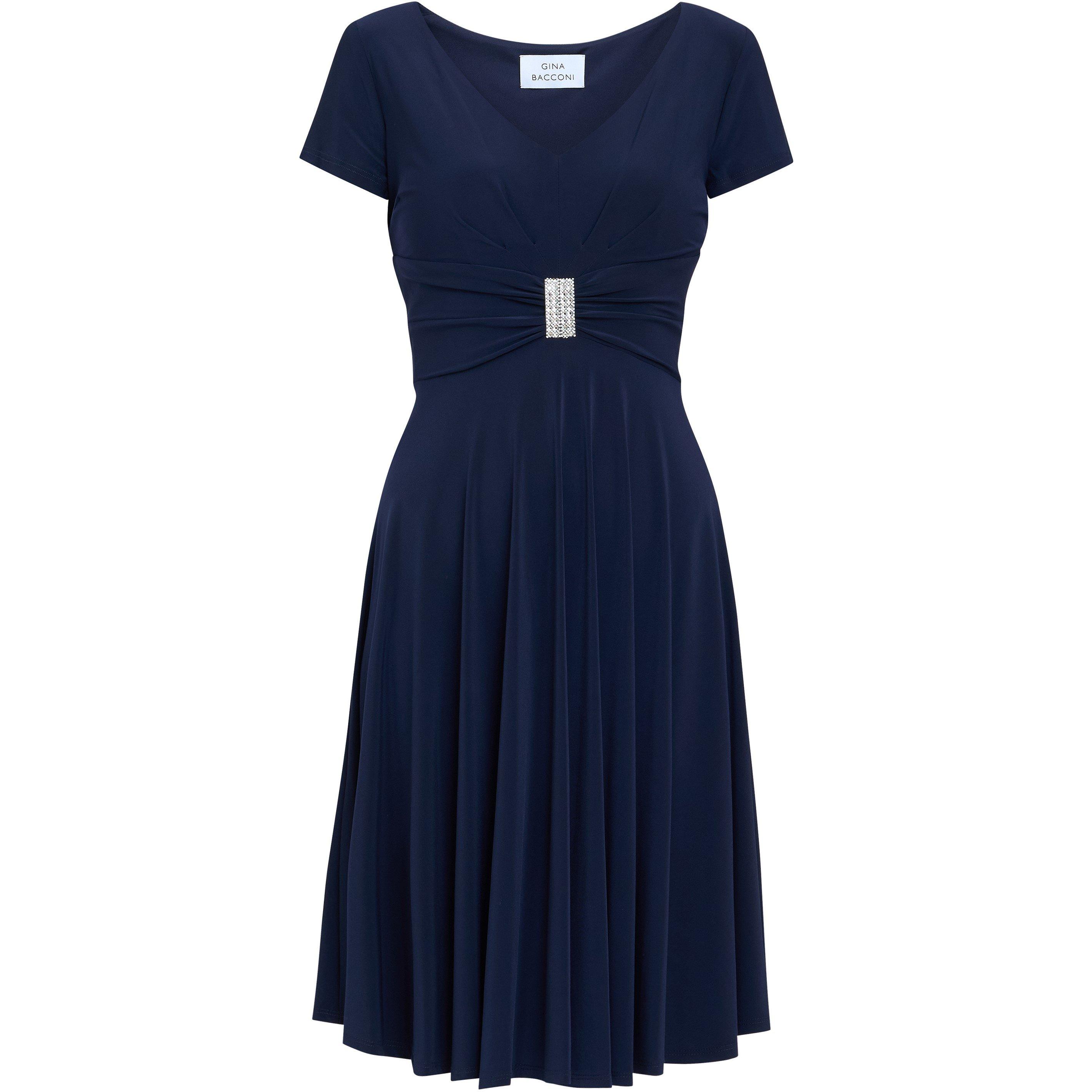 Navy - Gina Bacconi - Elsa Jersey Cocktail Dress - 4