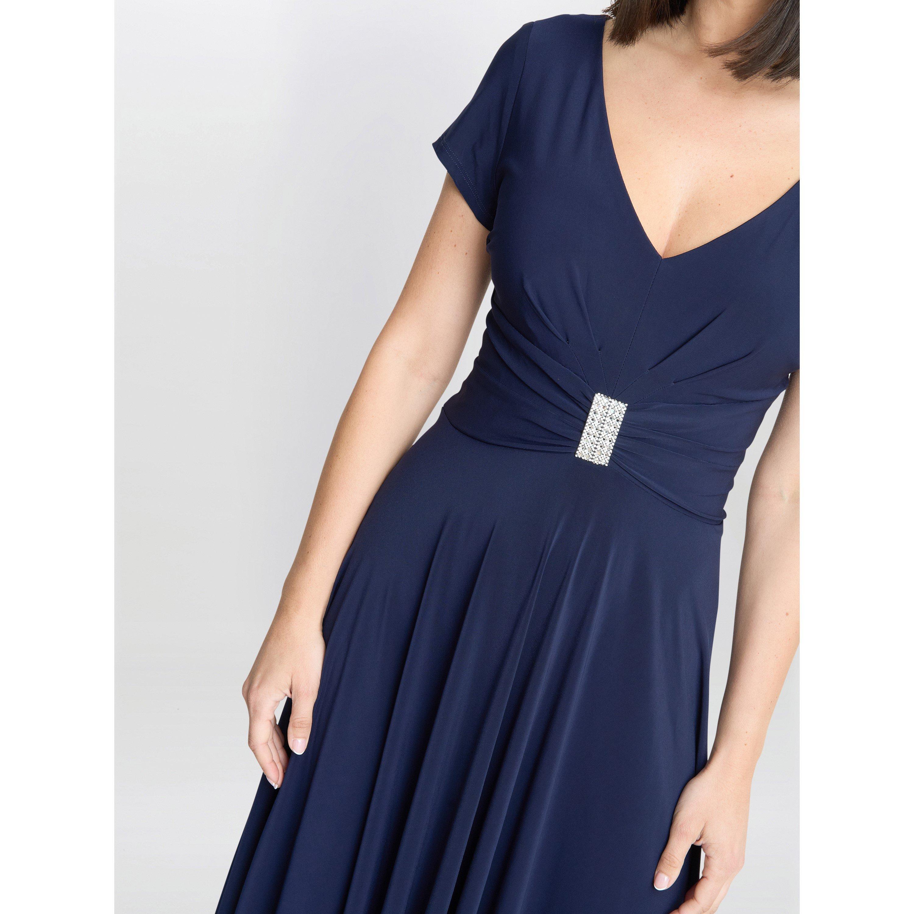 Navy - Gina Bacconi - Elsa Jersey Cocktail Dress - 5