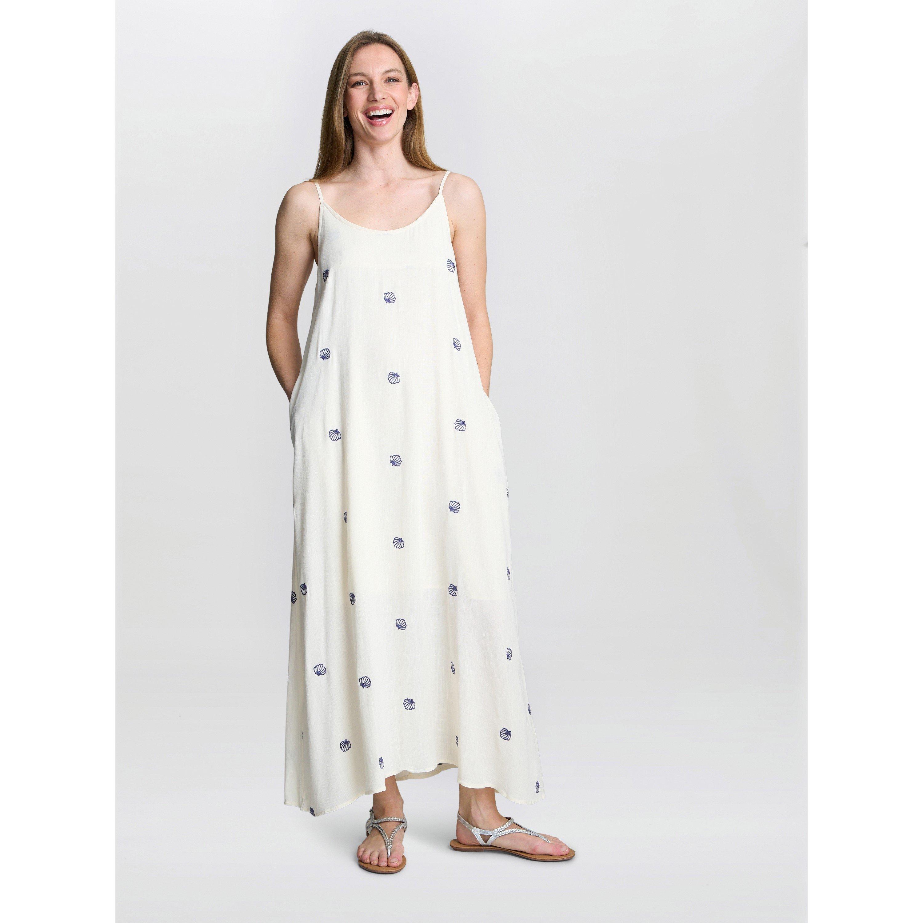 White - Gina Bacconi - Buffy Embroidered Shell Print Dress - 4