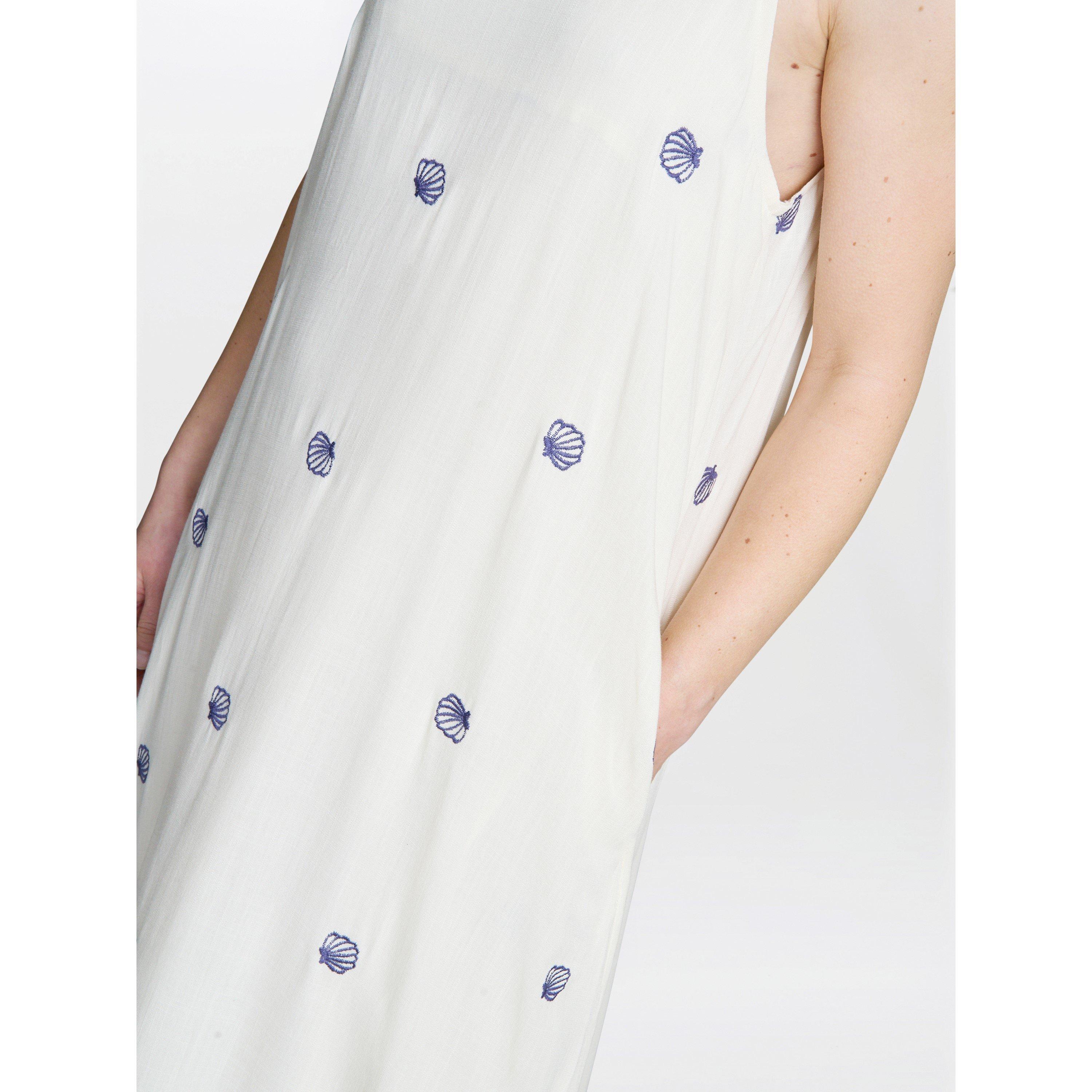 White - Gina Bacconi - Buffy Embroidered Shell Print Dress - 5