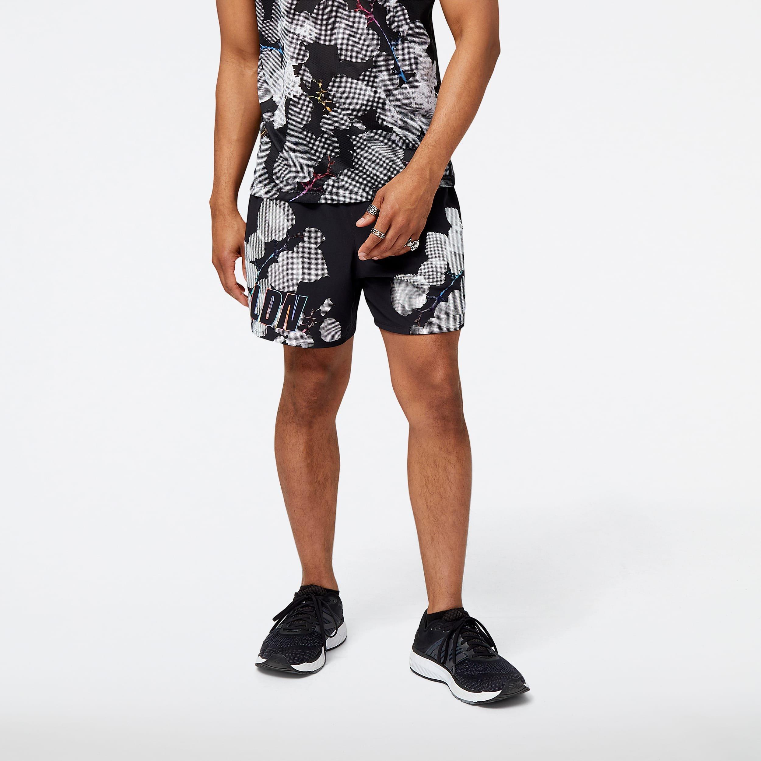Black - New Balance - London Edition Printed Impact Run 5 Inch Shorts - 1