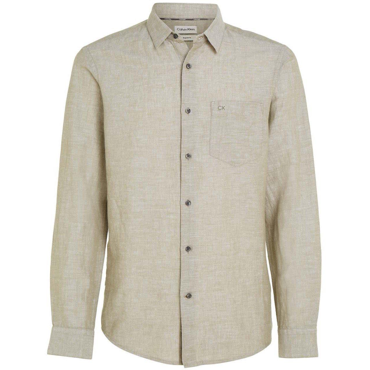 Green - Calvin Klein - Linen Cotton Regular Shirt - 1