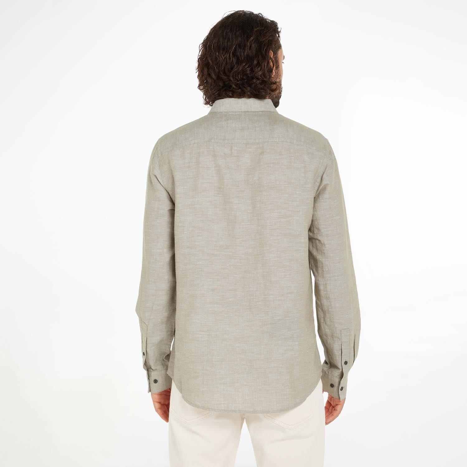 Green - Calvin Klein - Linen Cotton Regular Shirt - 4